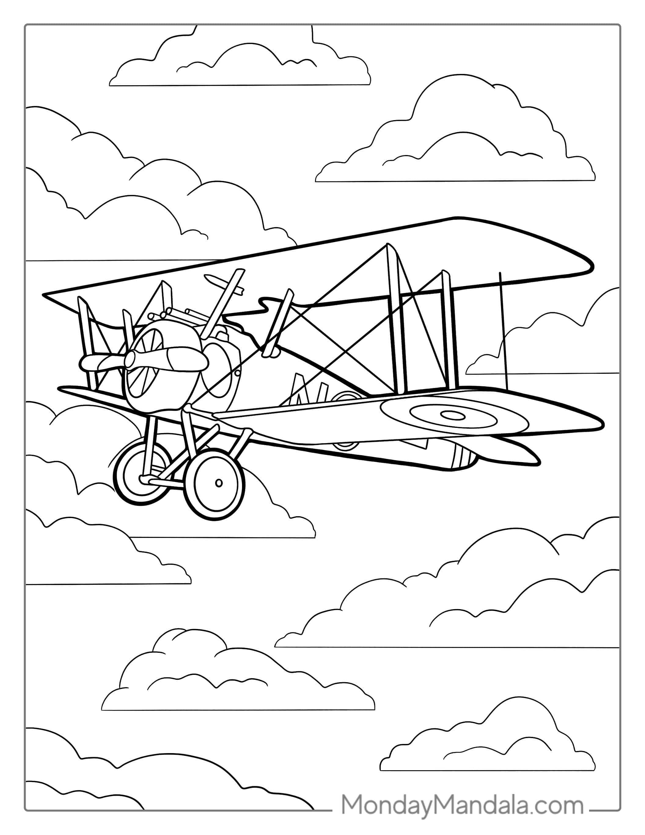 WWI Fighter Plane Coloring Page coloring page