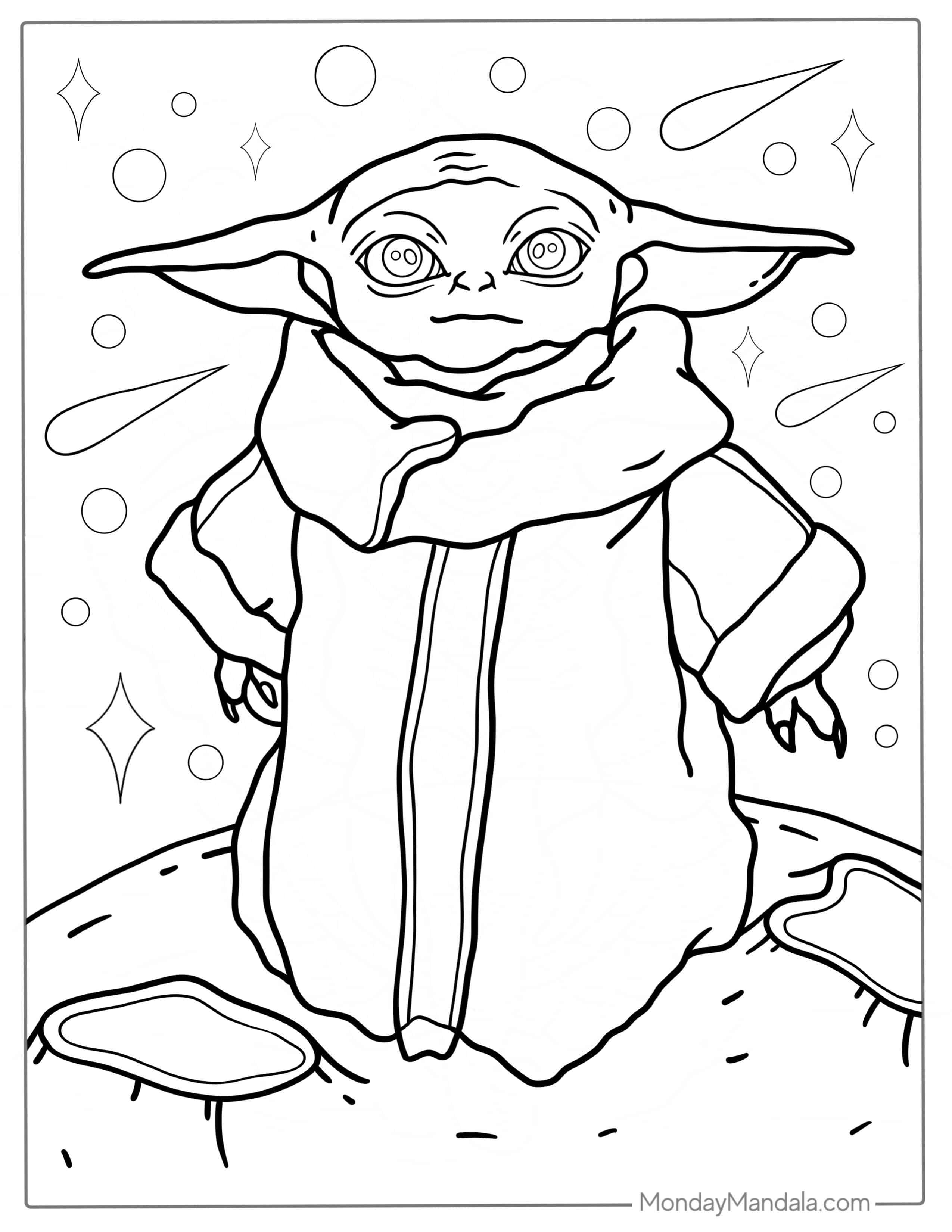 Baby Yoda Alien Coloring Page coloring page — printable line art