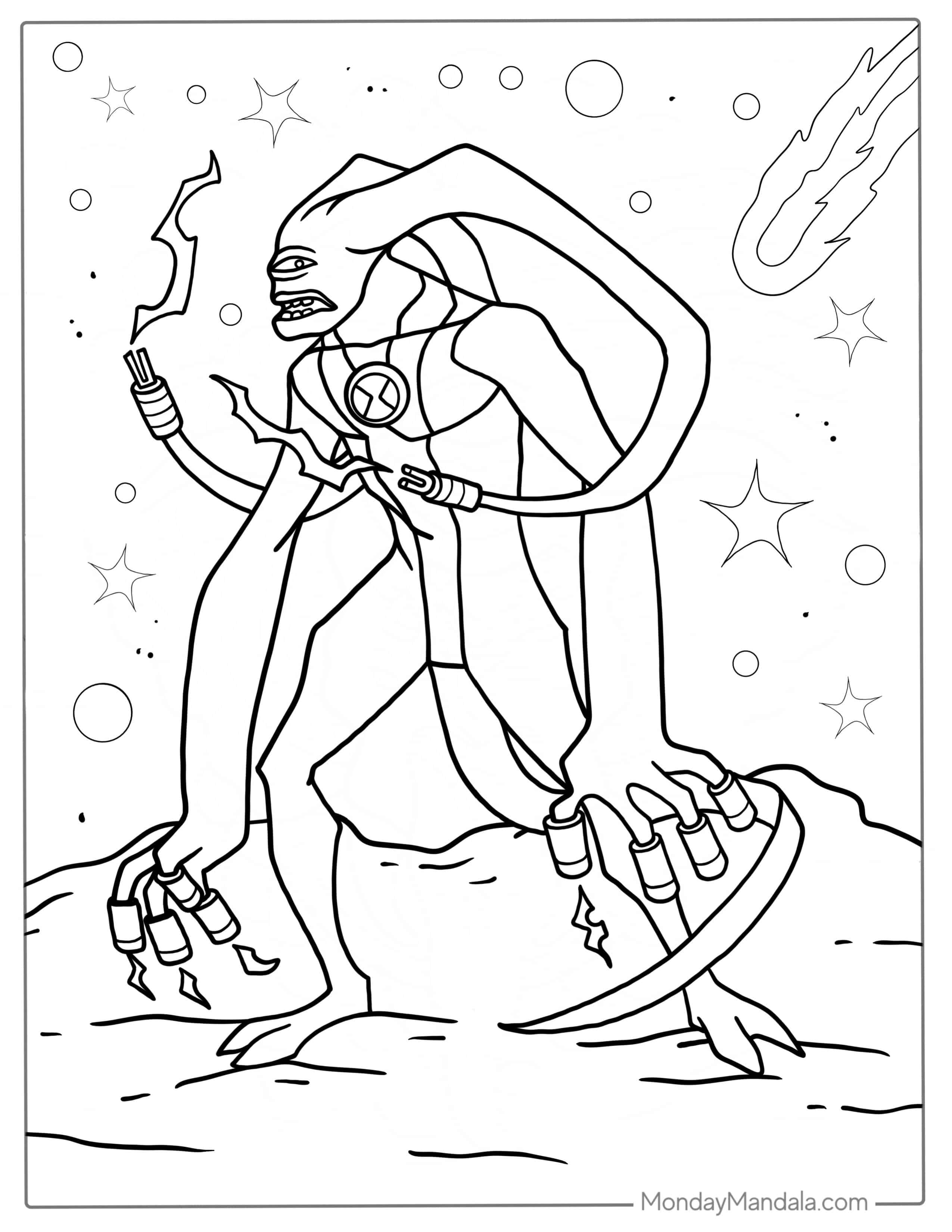 Coloring Page Of Alien On Faraway Planet coloring page — printable line art
