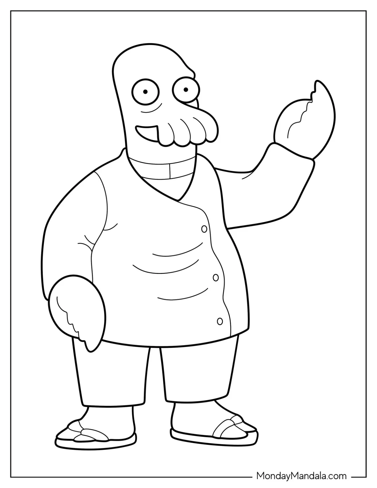 Dr Zoidberg From Futurama Coloring Page coloring page — printable line art