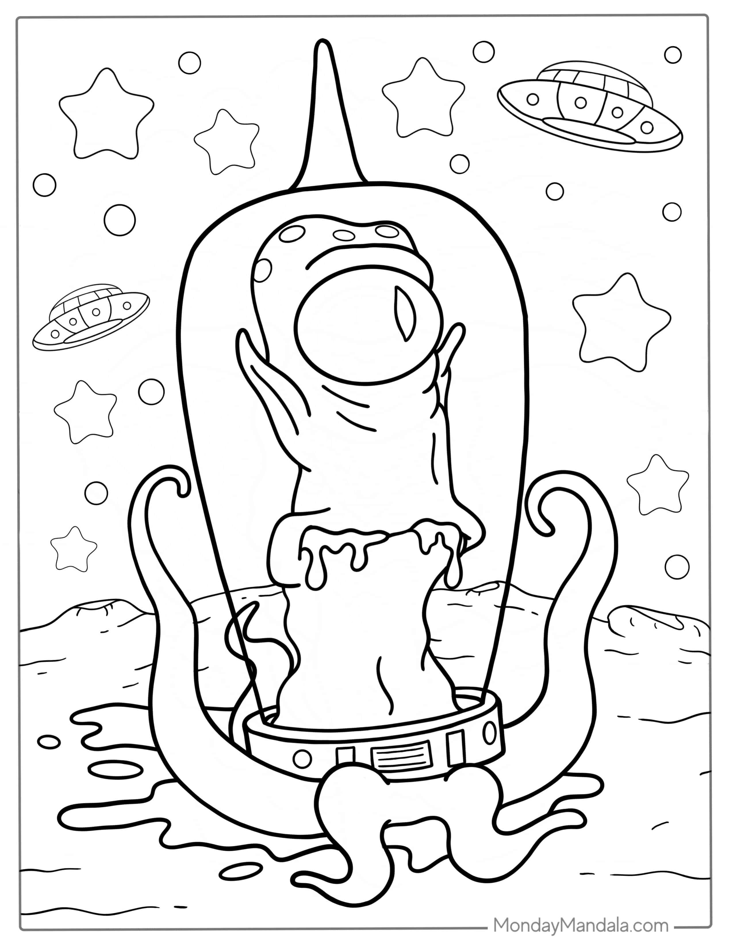 Kodos Alien From The Simpsons Coloring Sheet coloring page