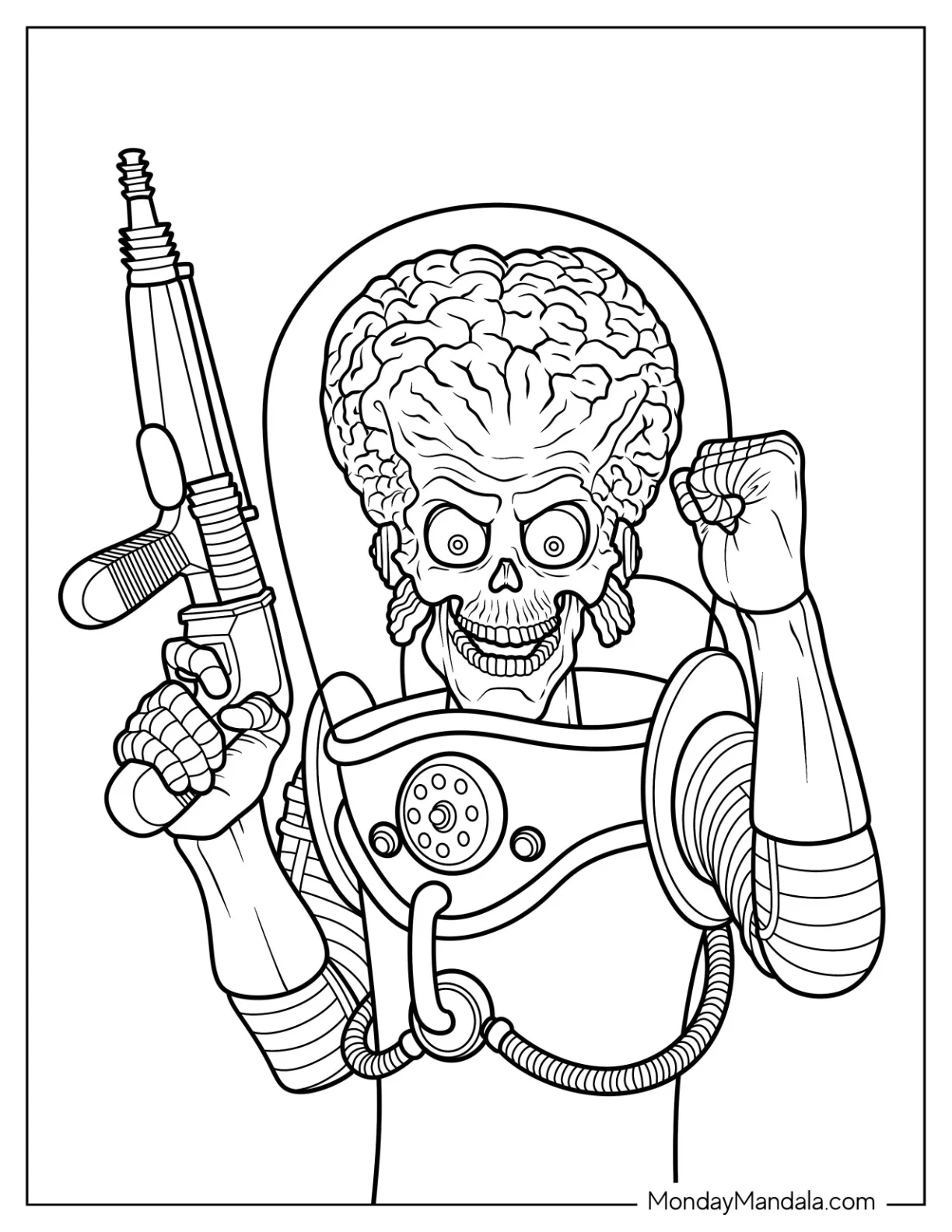 Mars Attacks Alien Coloring Sheet coloring page
