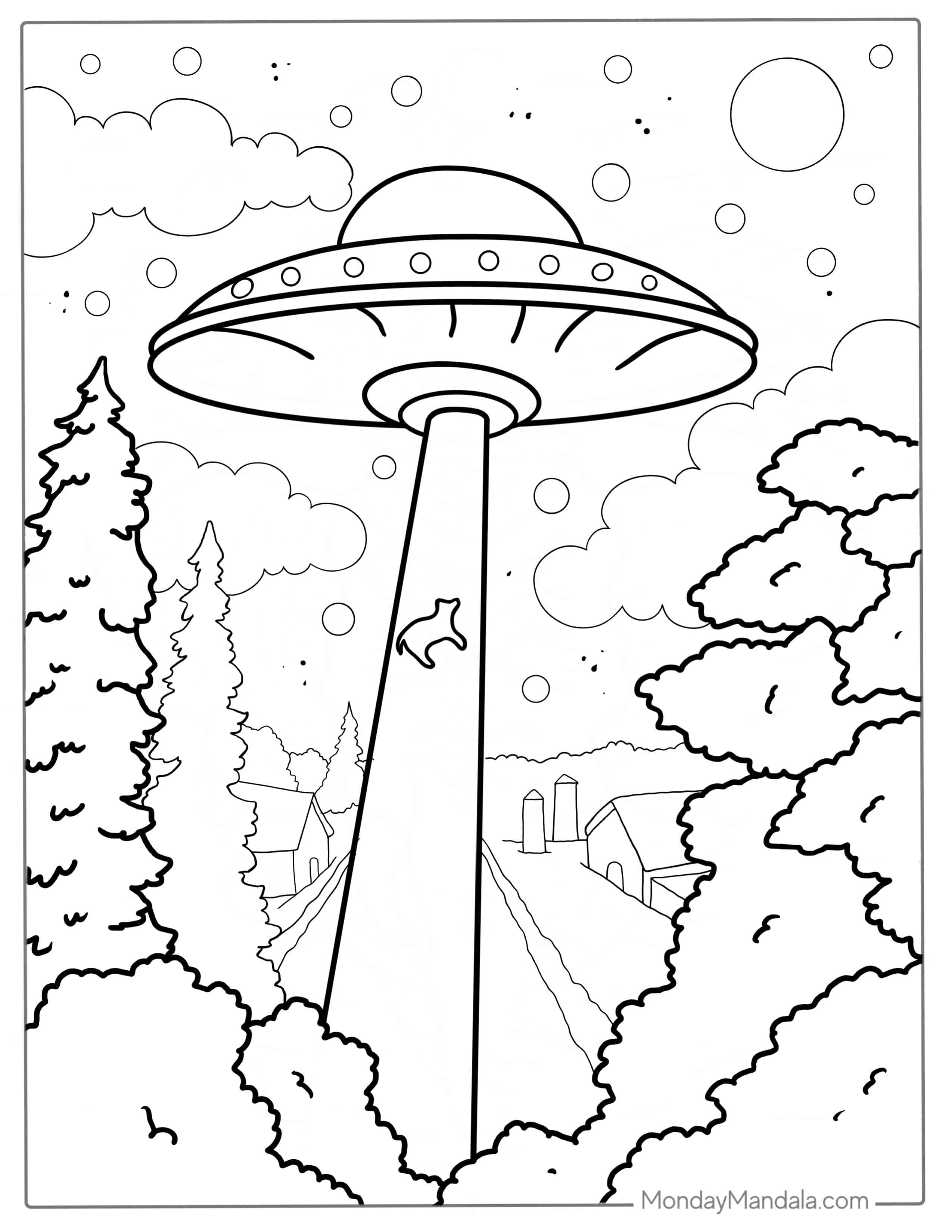 UFO Abducting With Force Field coloring page