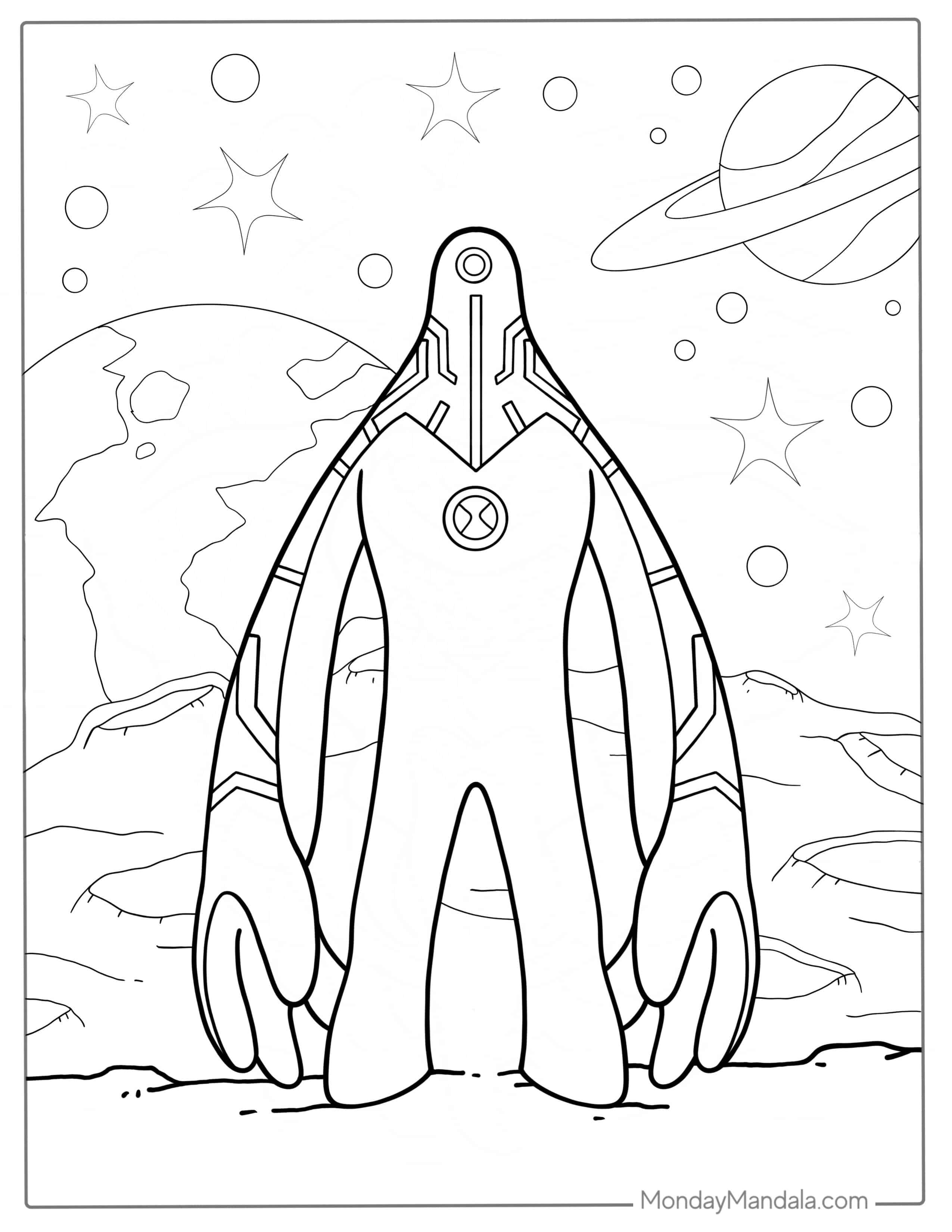 Upgrade The Alien From Ben 10 Coloring Sheet coloring page — printable line art