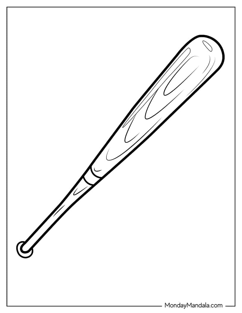 Baseball Bat Coloring Page coloring page — printable line art