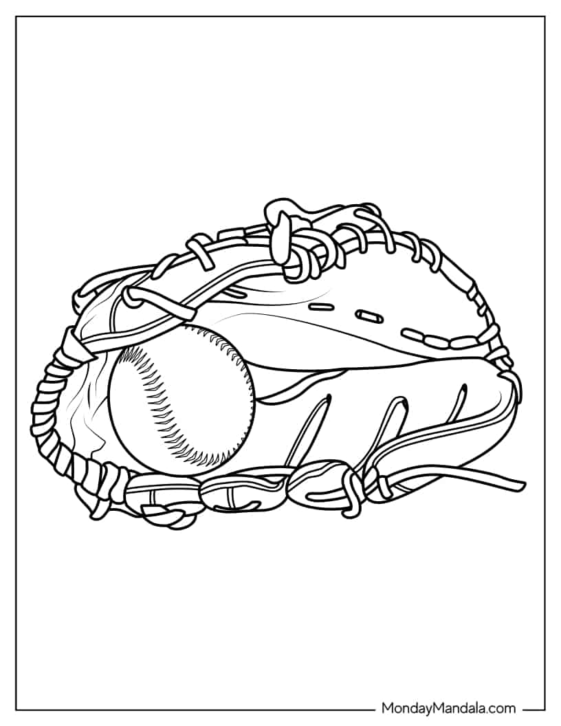 Coloring Page Of a Baseball And Glove coloring page