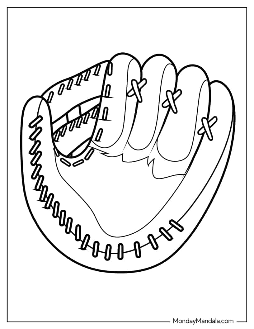 Easy To Color Baseball Glove coloring page