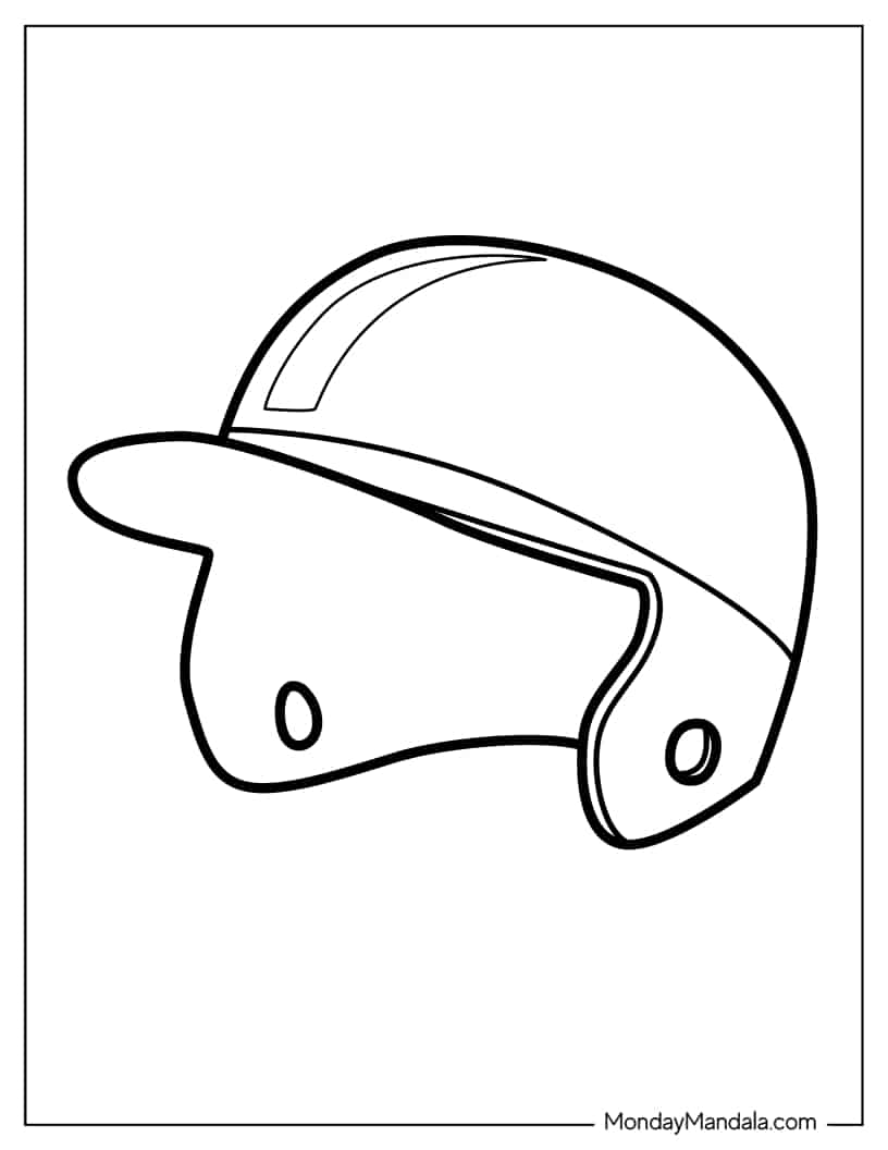 Simple Outline Of a Baseball Helmet coloring page