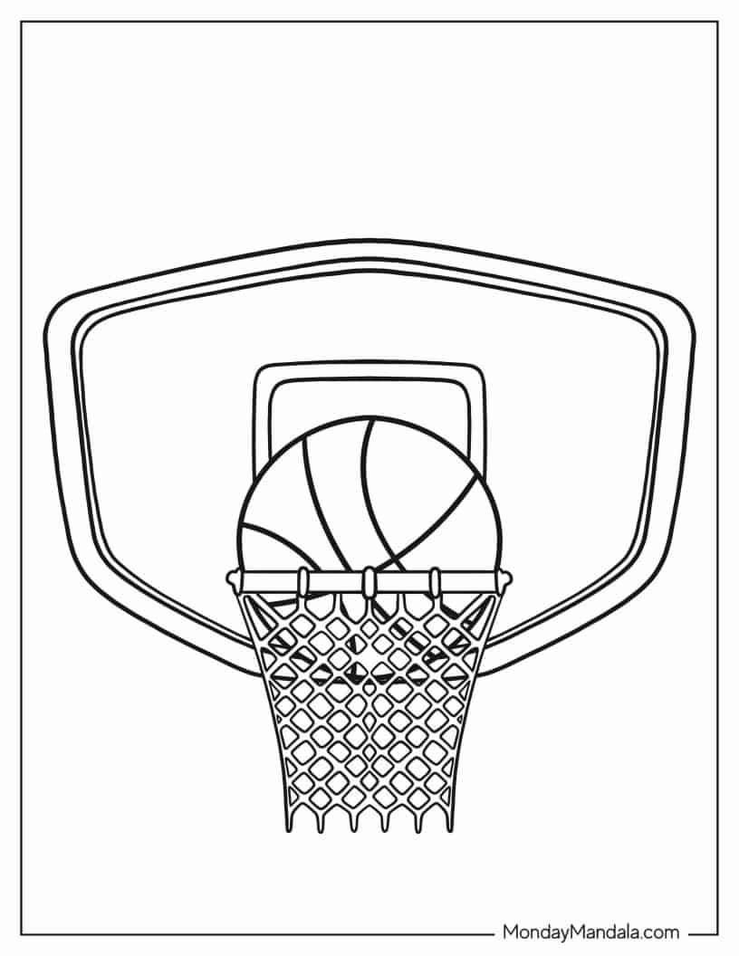 Basketball Backboard With Hoop coloring page — printable line art