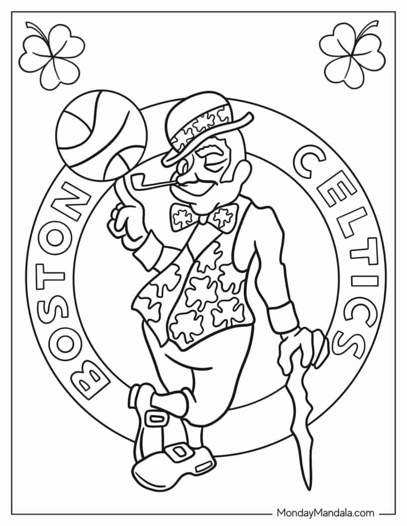 Boston Celtics Emblem To Color coloring page — printable line art