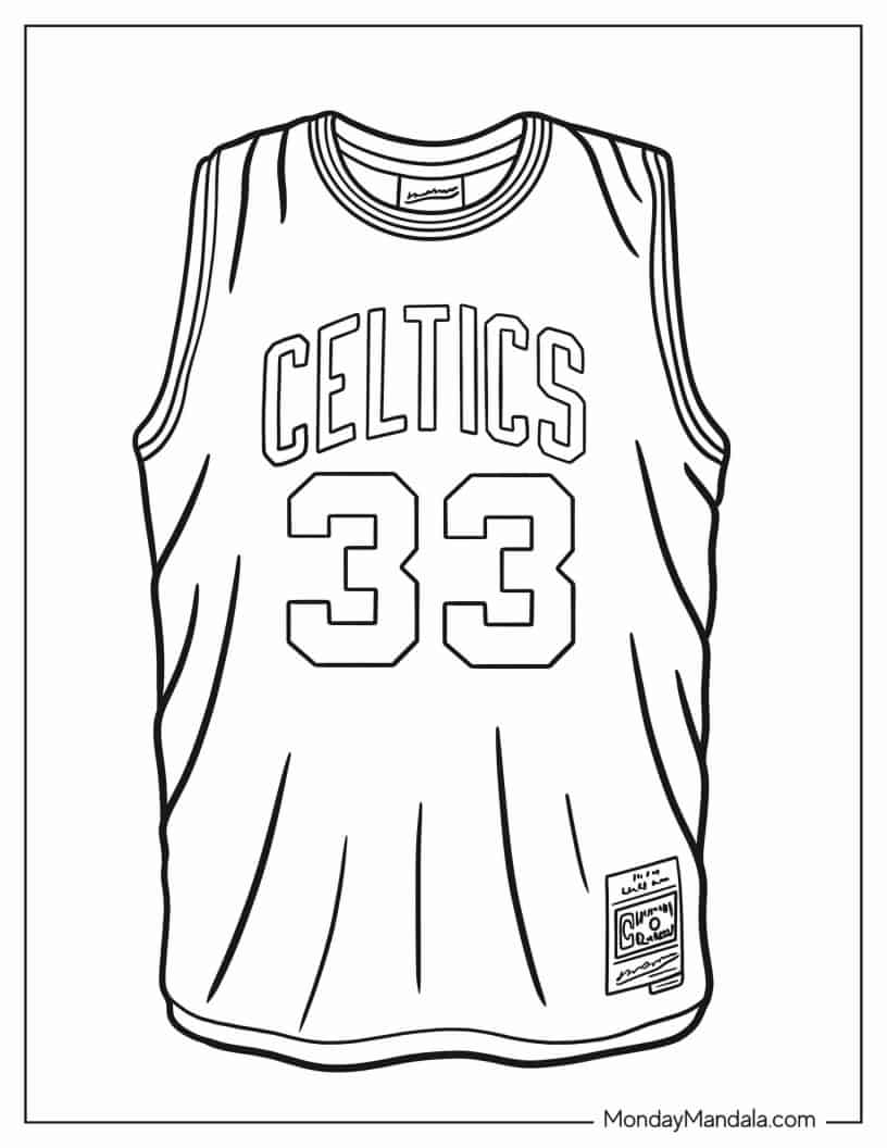 Celtics NBA Jersey To Color coloring page