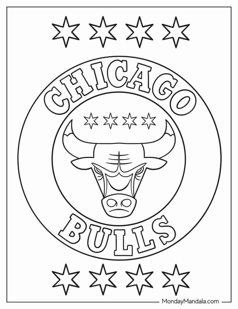 Chicago Bulls NBA Logo To Color coloring page — printable line art