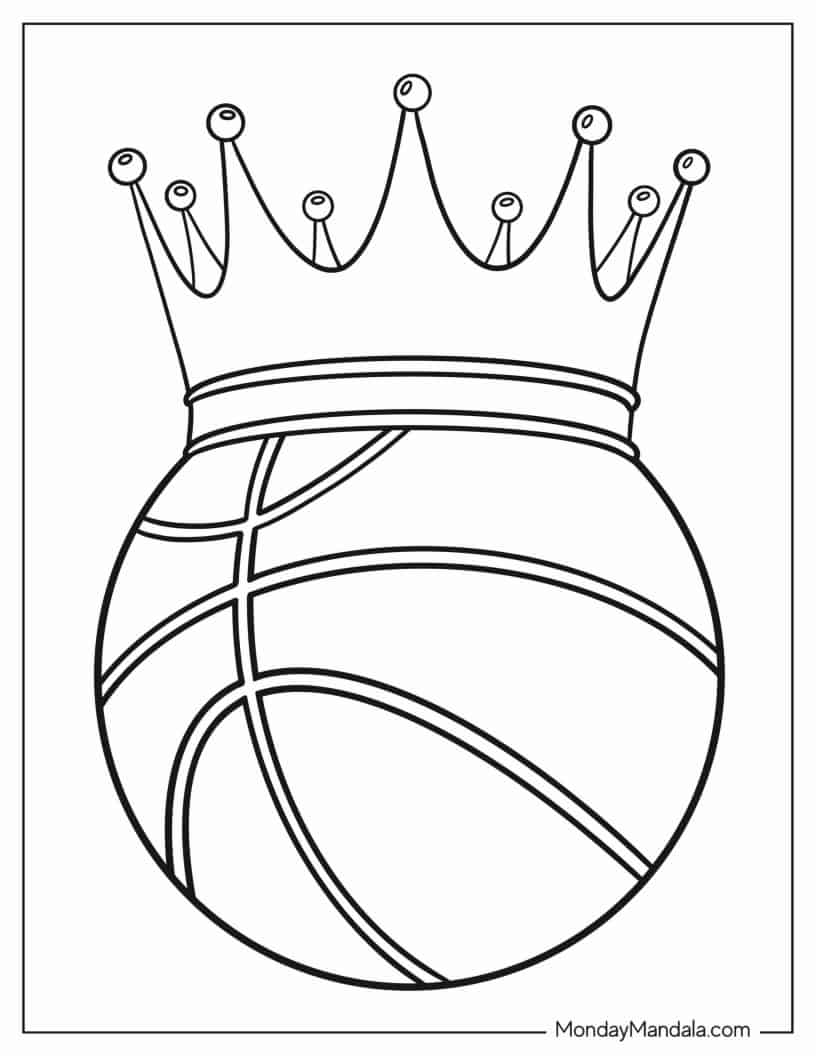 Coloring Page Of a Basketball With a Crown coloring page