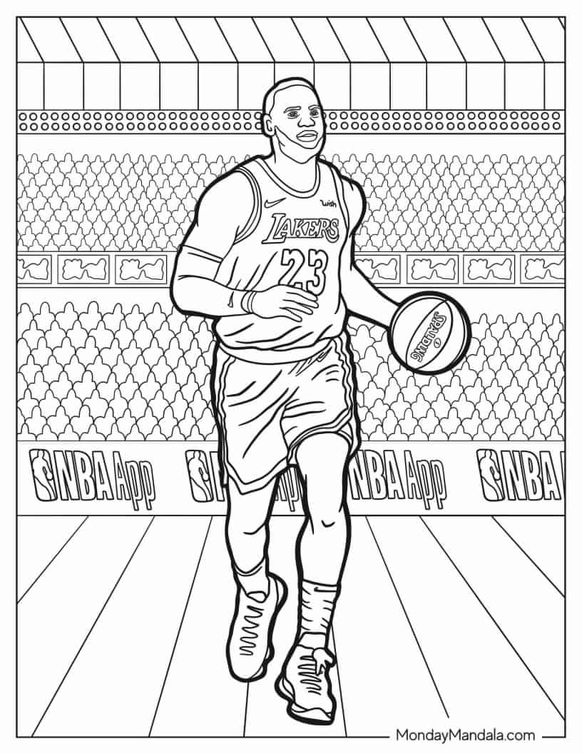 LeBron James Playing On The Court coloring page