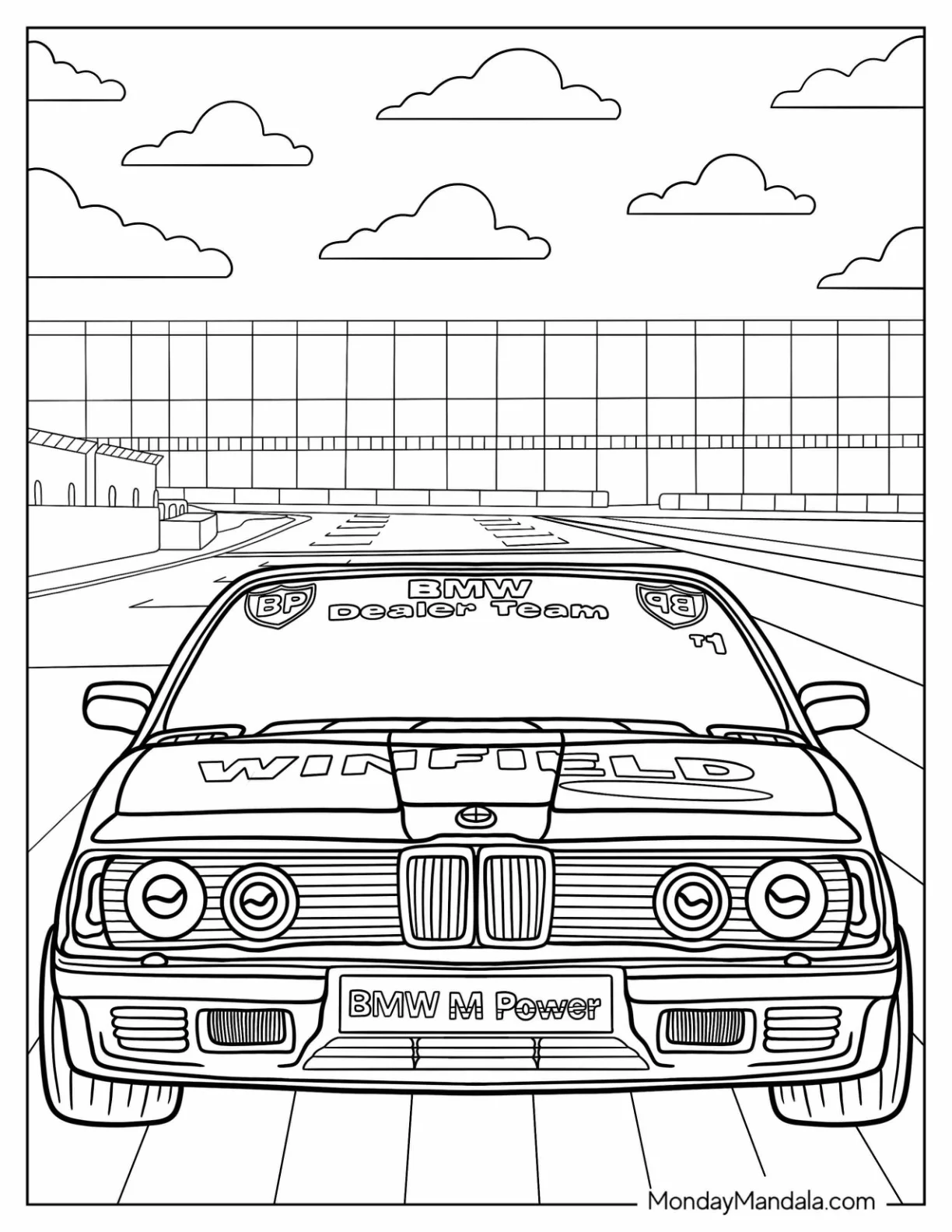 BMW Coloring Page 745i E23 Front View coloring page