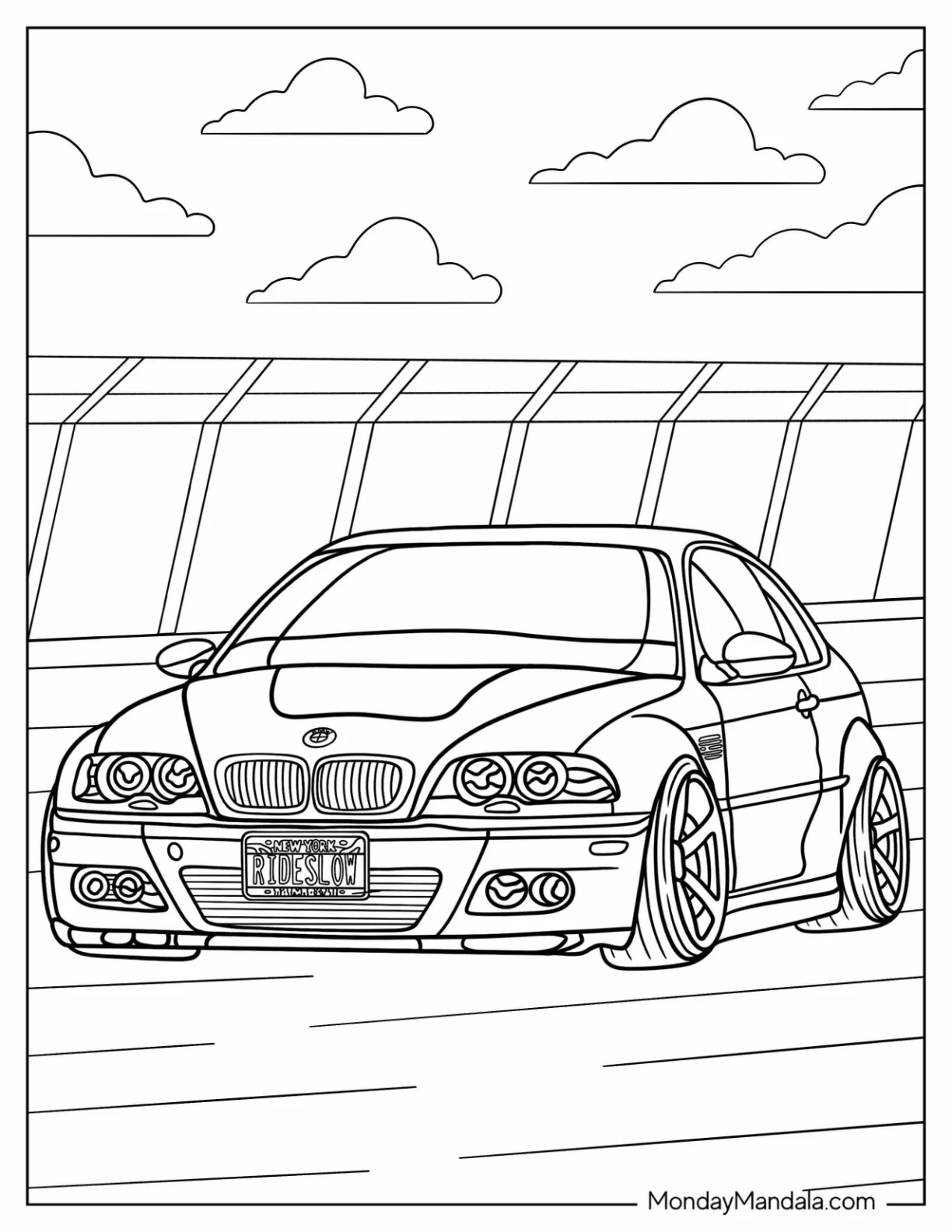 BMW Coloring Page E46 M3 On The Road coloring page