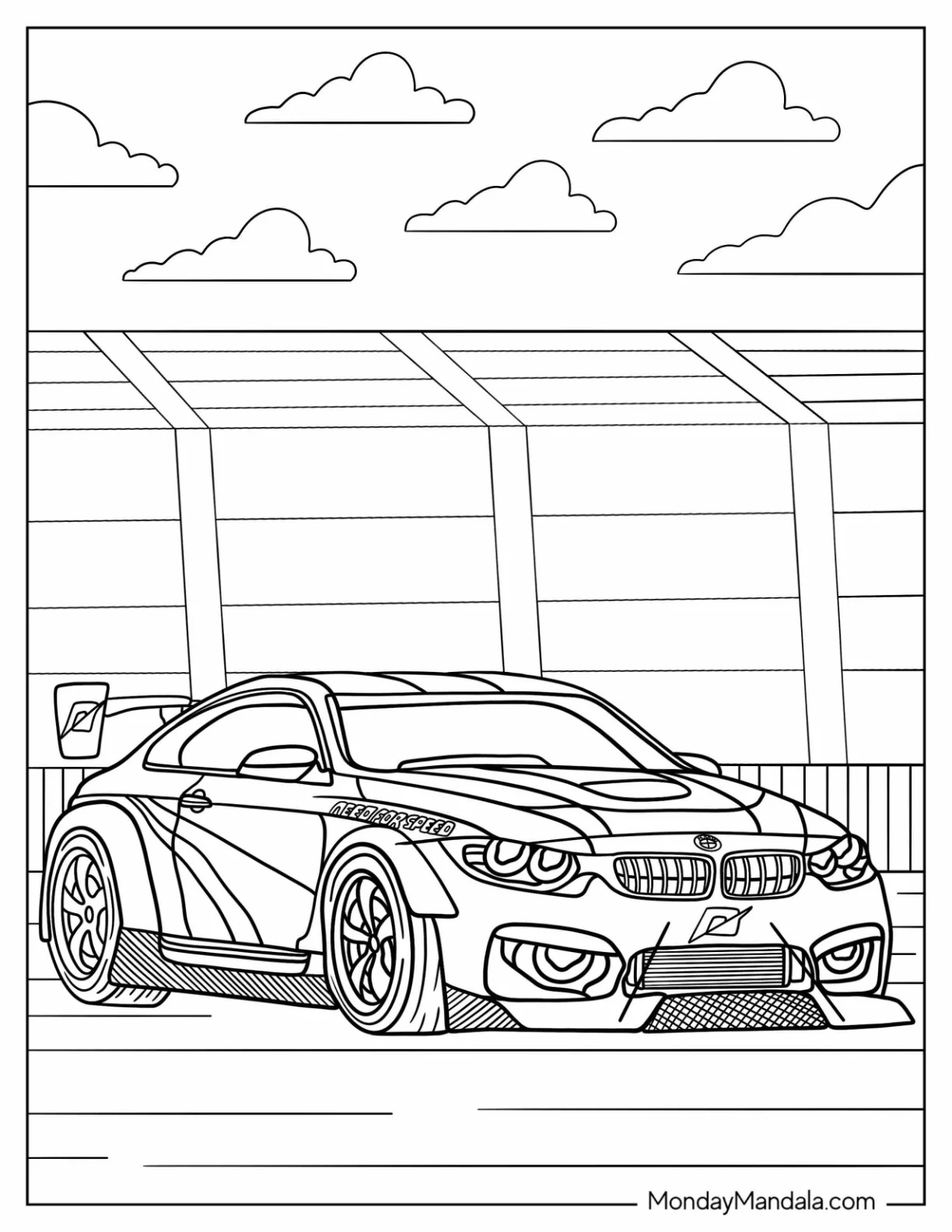 BMW Coloring Page M4 Race Car coloring page