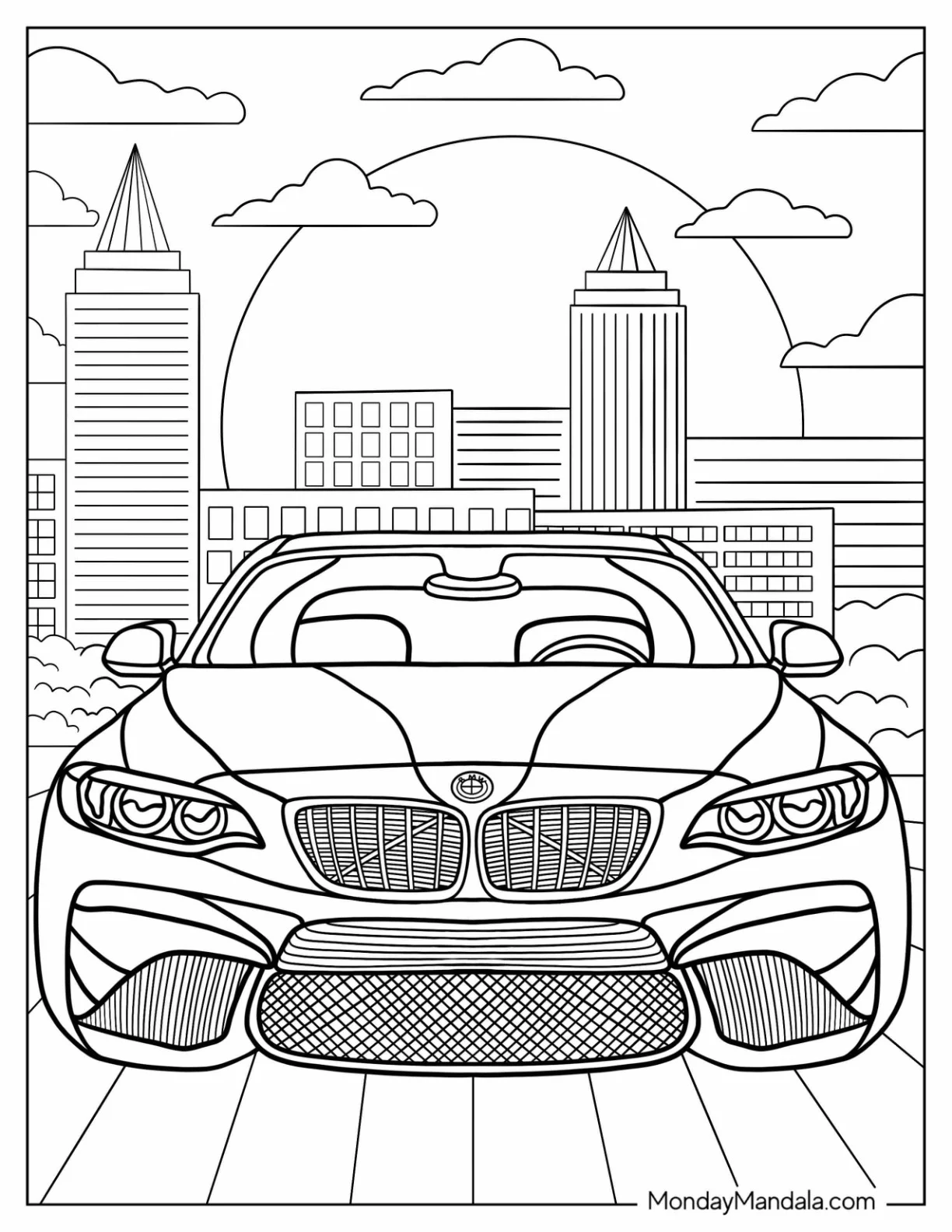Detailed BMW Coloring Page M2 In City coloring page