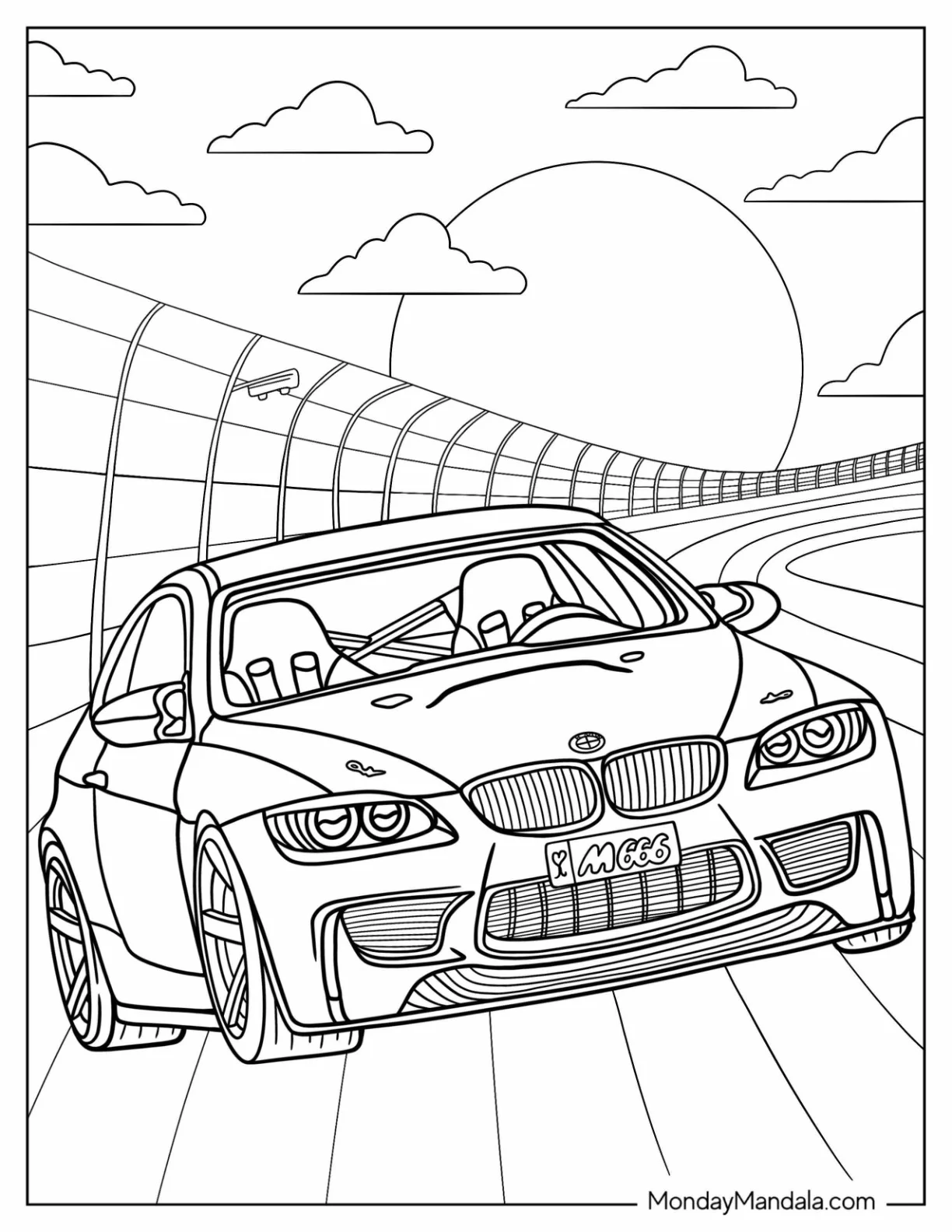 Detailed E92 BMW Coloring Page coloring page