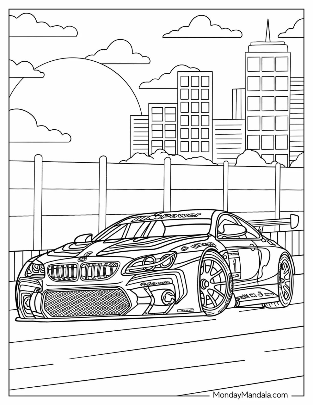 Realistic BMW Coloring Page M6 GT3 Racing coloring page