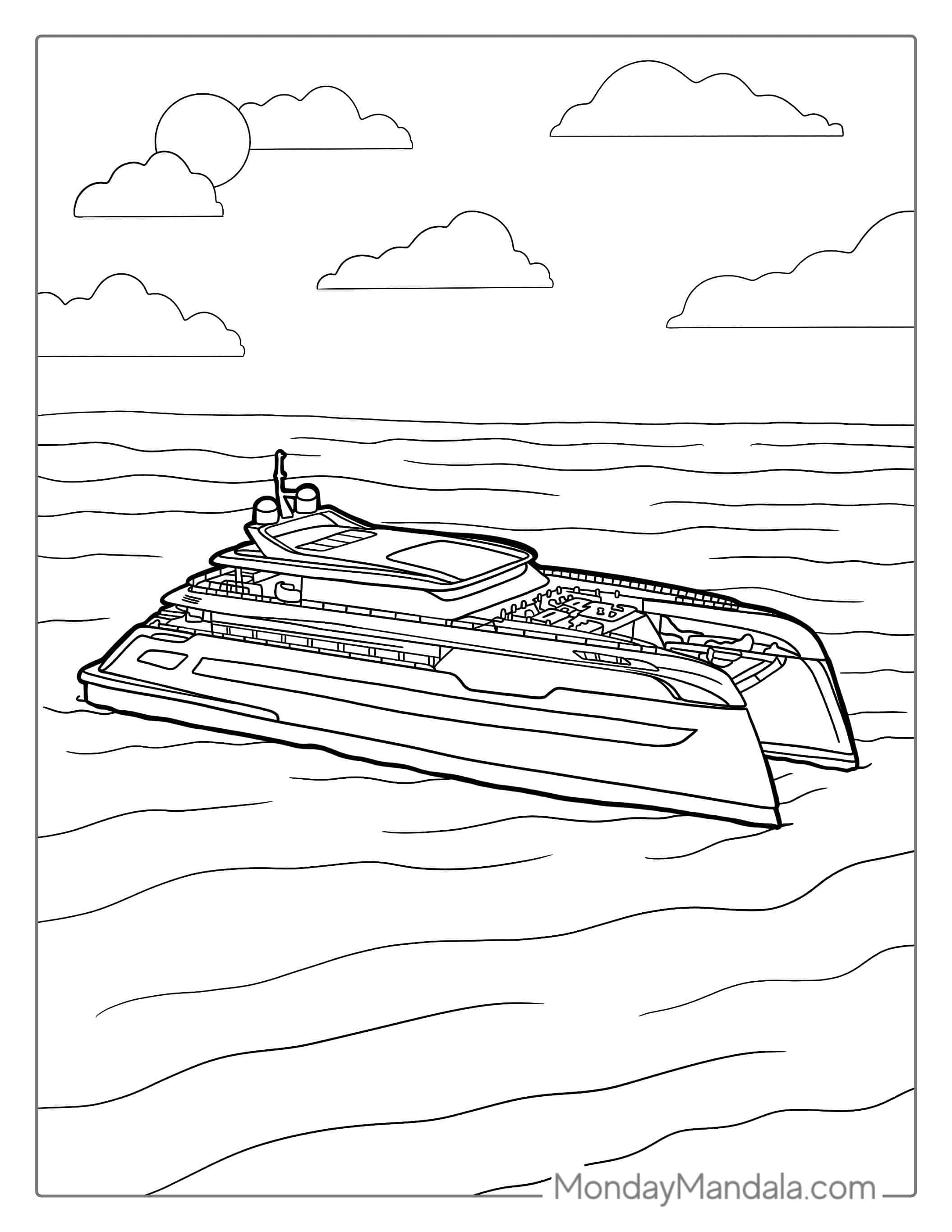 Catamaran Super Yacht Coloring Page coloring page