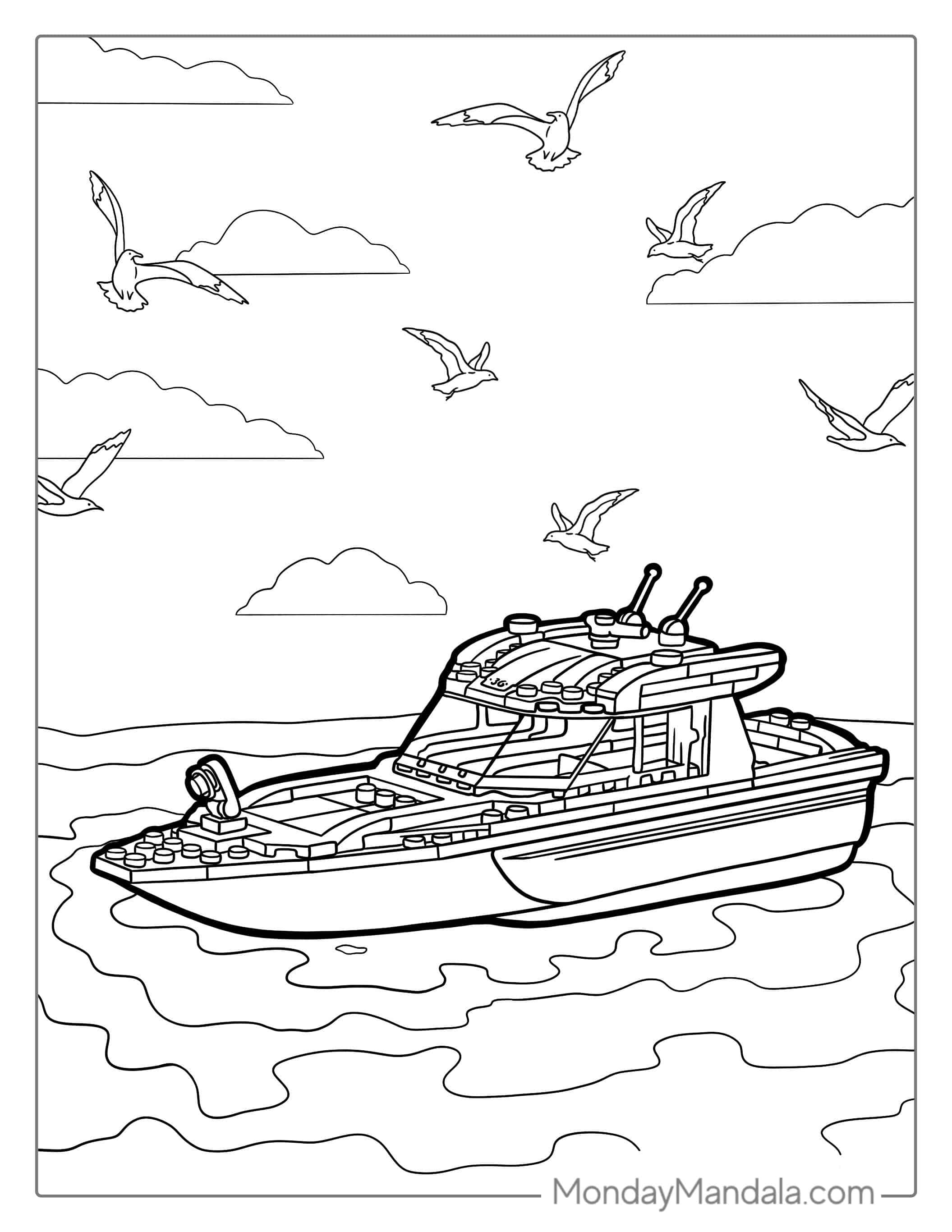 Coloring Page Of a Lego Boat coloring page