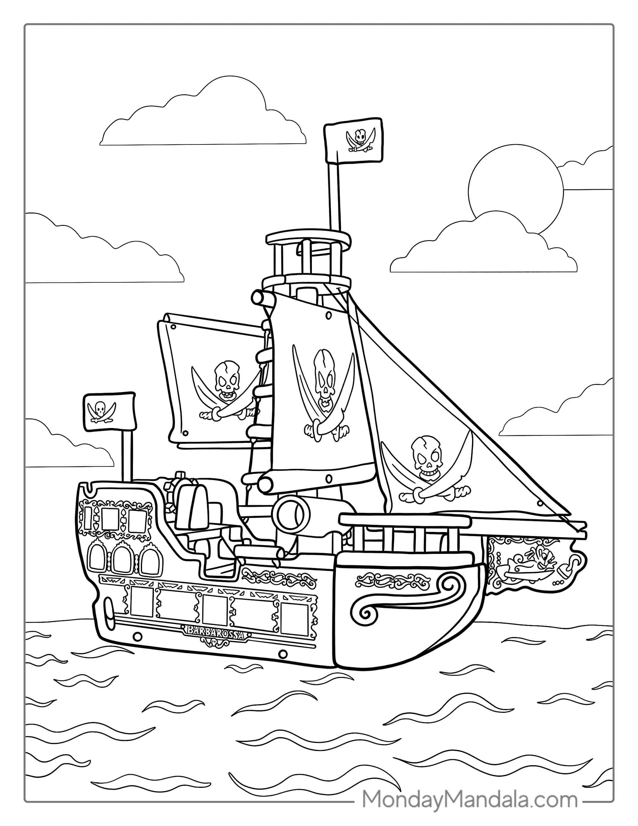 Coloring Page Of a Pirate Ship coloring page — printable line art
