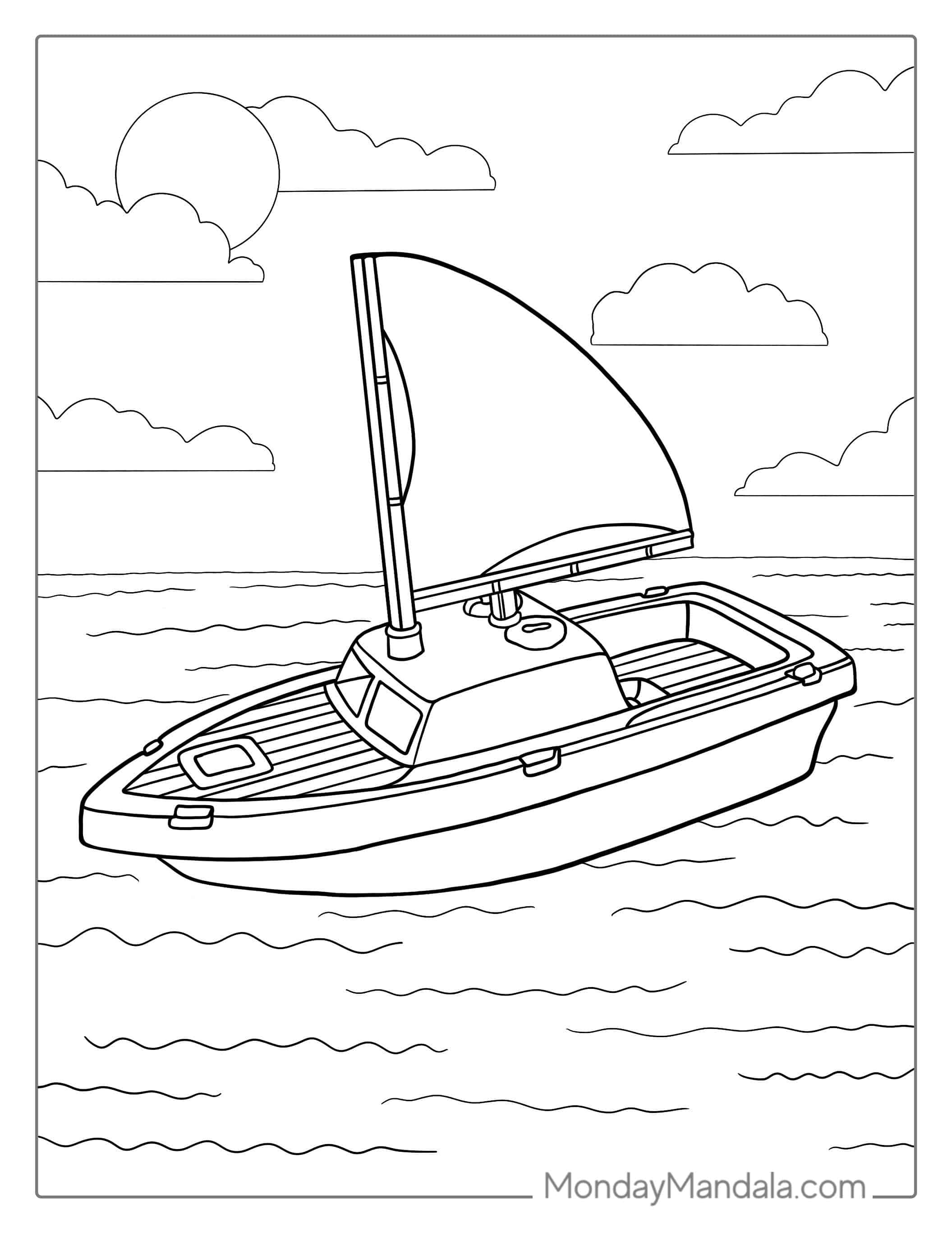 Simple Outline Of a Boat To Color For Preschoolers coloring page