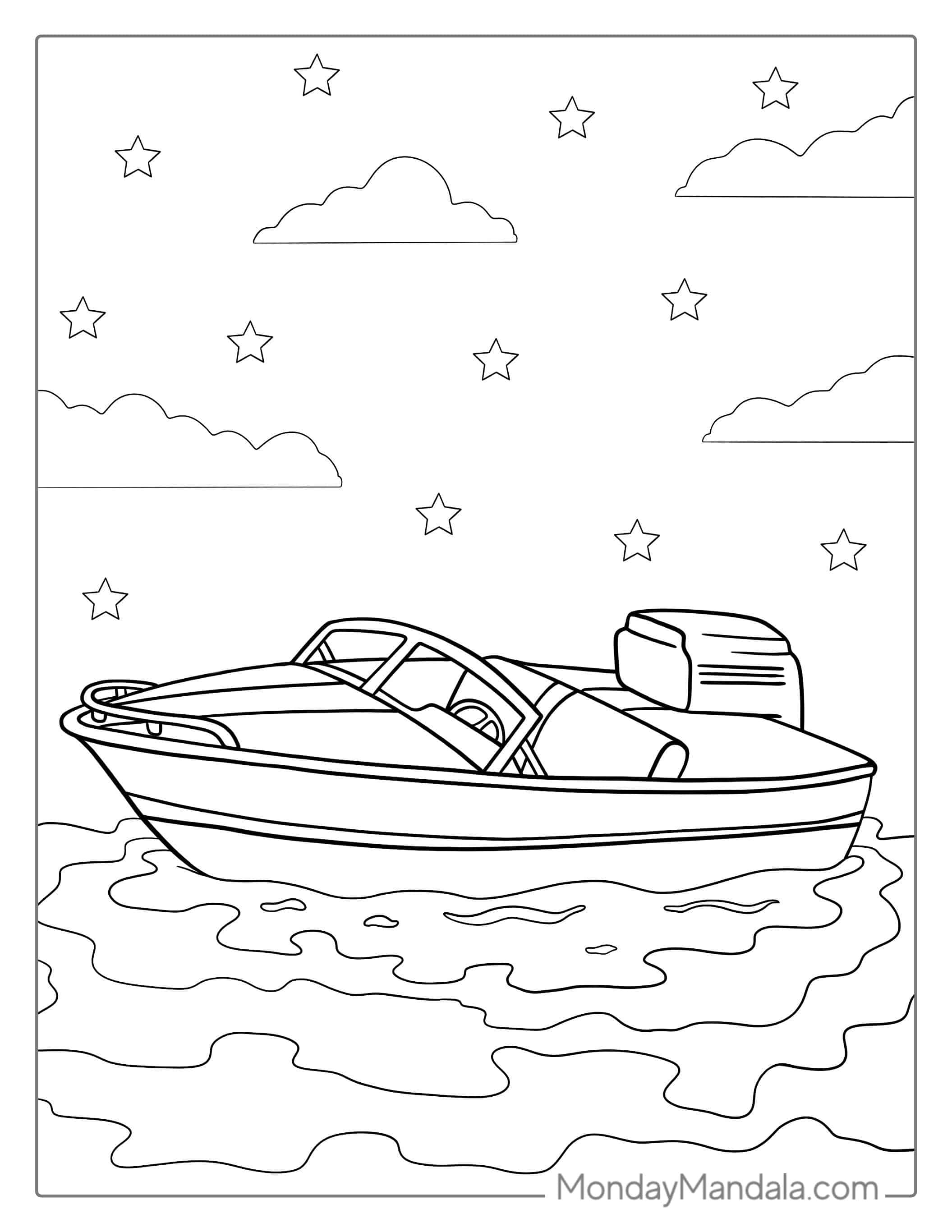 Small Jet Boat Coloring Sheetpdf coloring page — printable line art