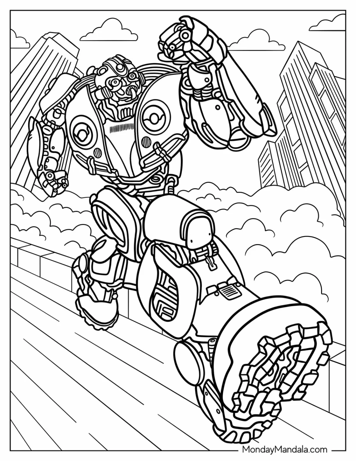 Autobot Bumblebee Coloring Page Running In The City coloring page