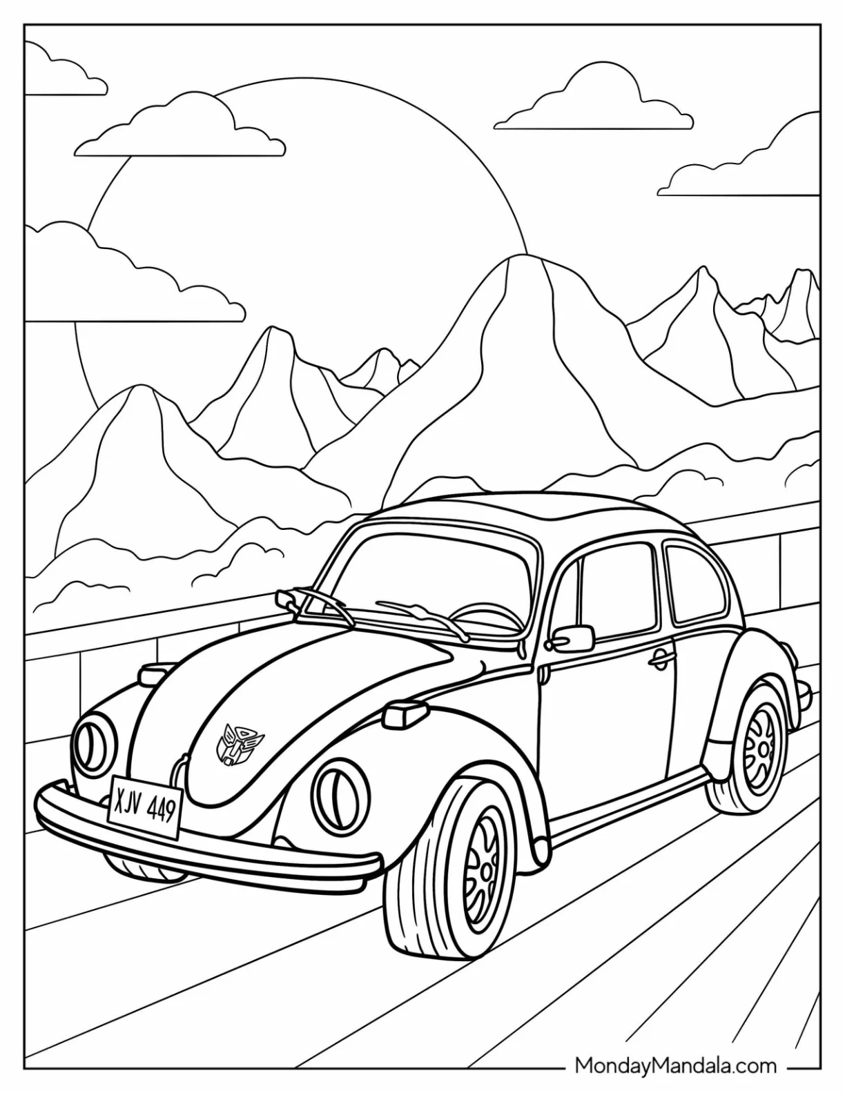 Bumblebee Coloring Page Volkswagen Beetle coloring page — printable line art