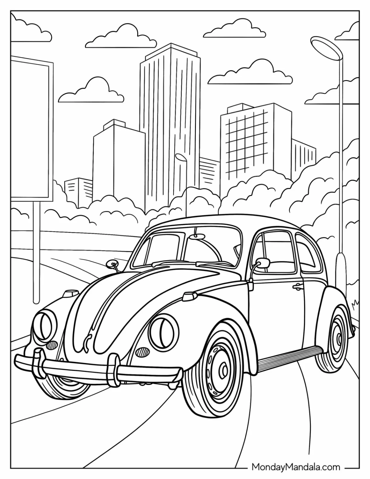 Bumblebee Coloring Page VW Bug Form coloring page — printable line art