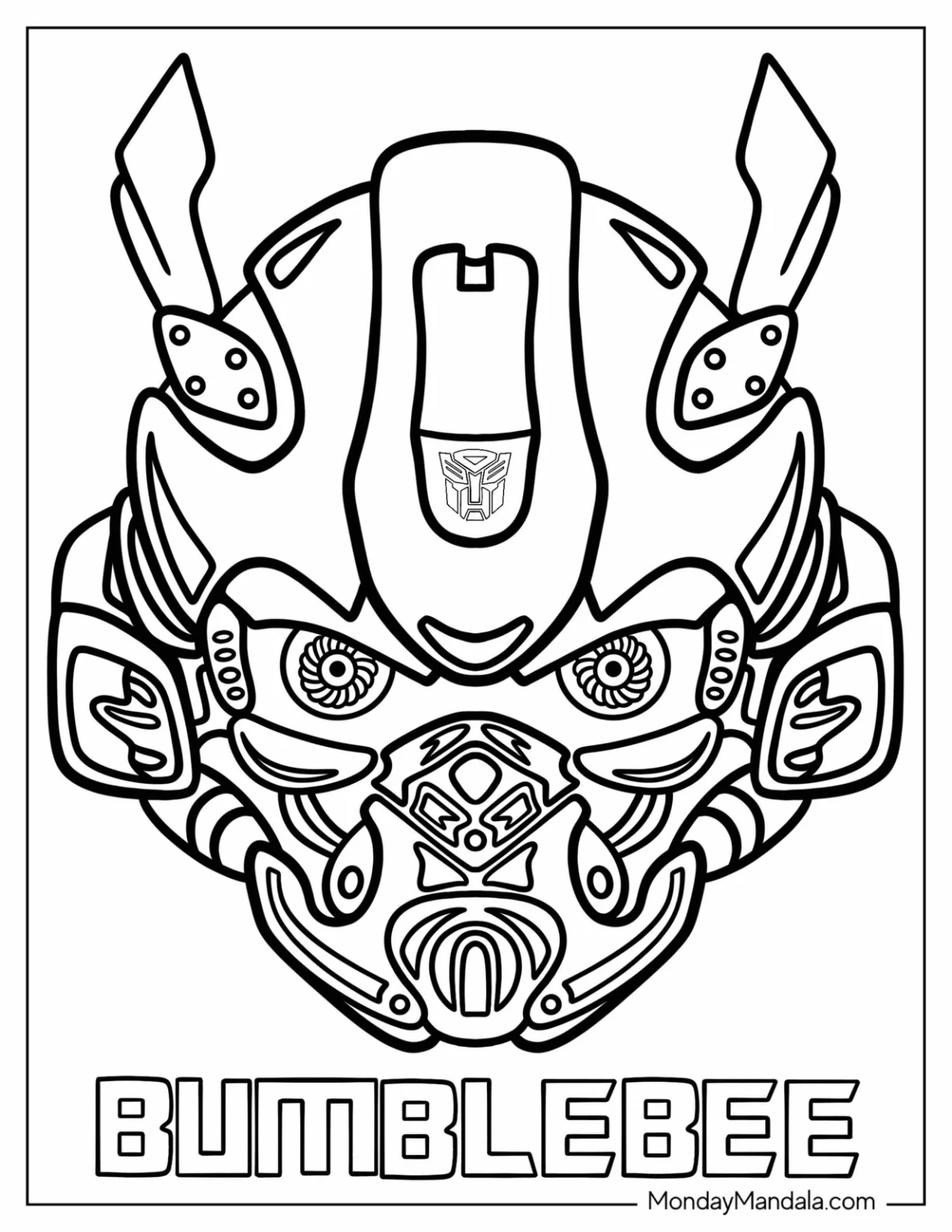 Close Up Face Of Bumblebee Coloring Page coloring page