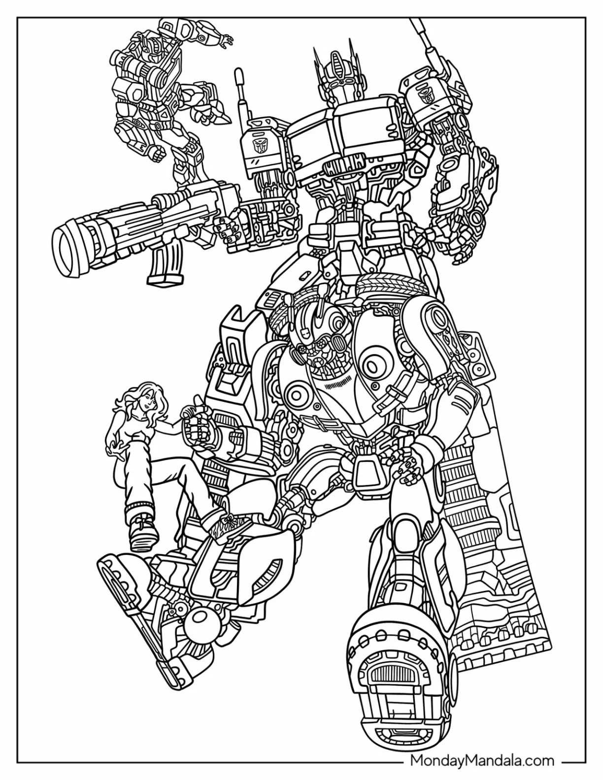 Detailed Bumblebee Coloring Page And Optimus Prime coloring page