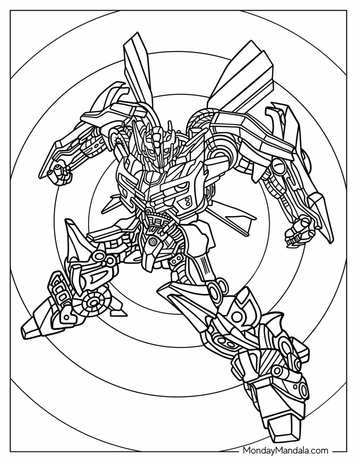 Intricate Autobot Bumblebee Coloring Page Transformation coloring page