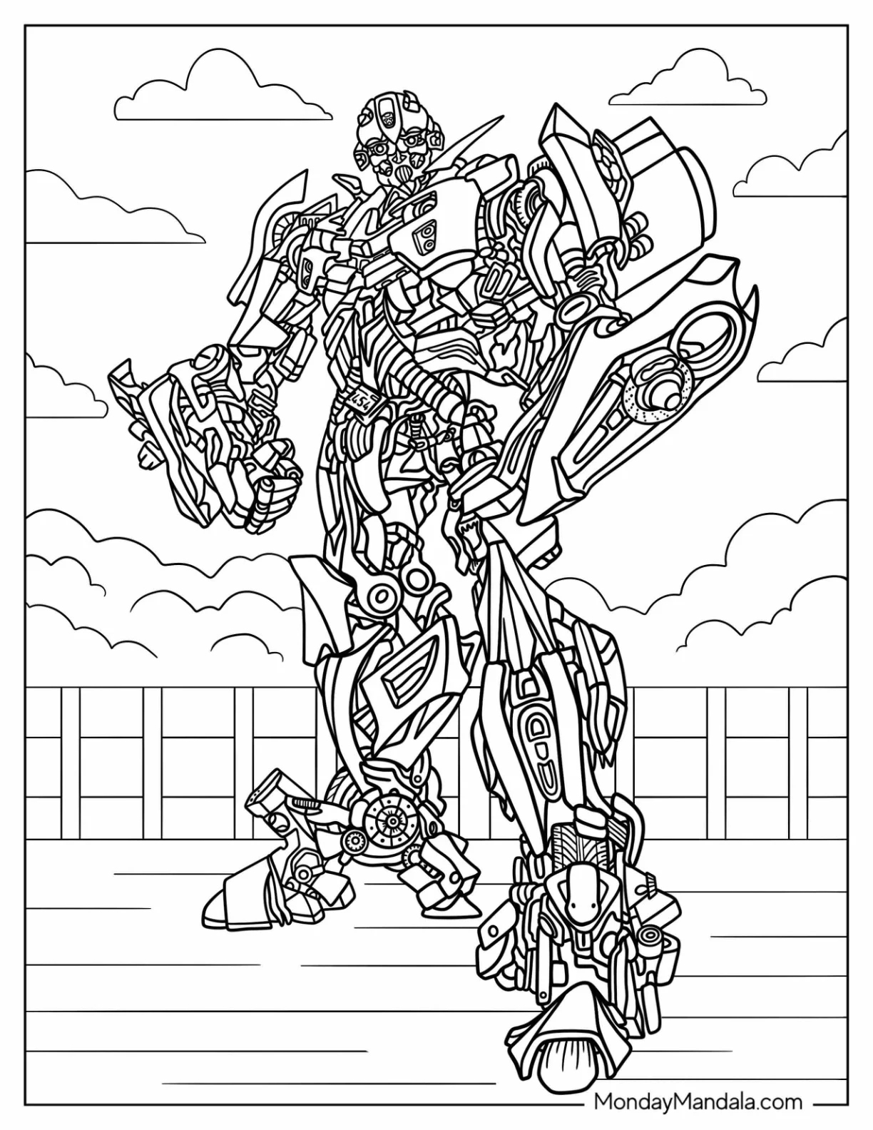 Realistic Autobot Bumblebee Coloring Page coloring page