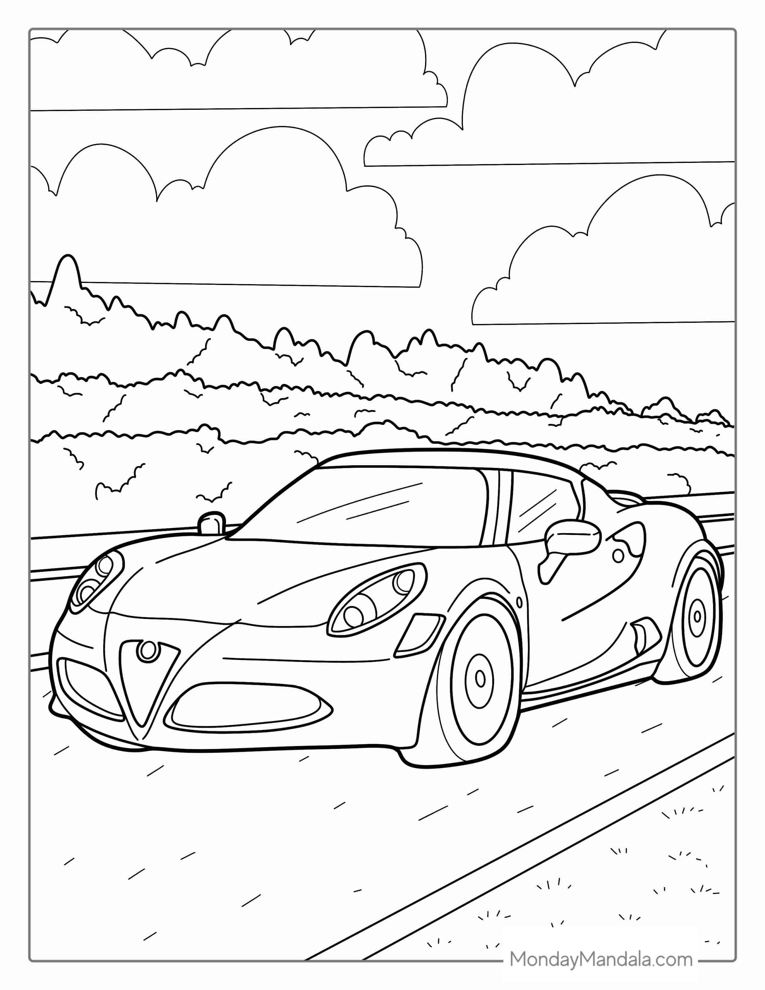 Alfa Romeo Race Car Coloring Sheet coloring page