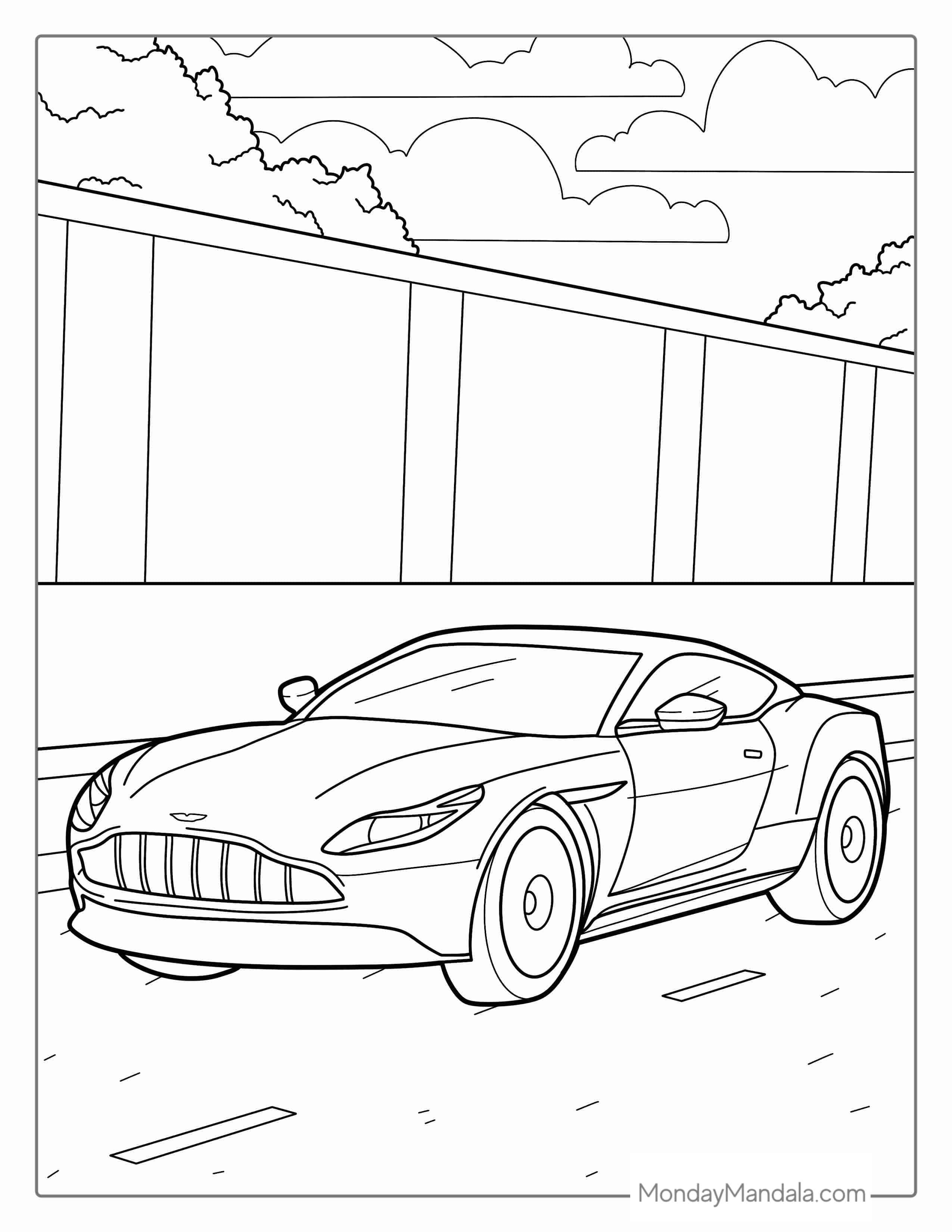 Aston Martin Sports Car coloring page