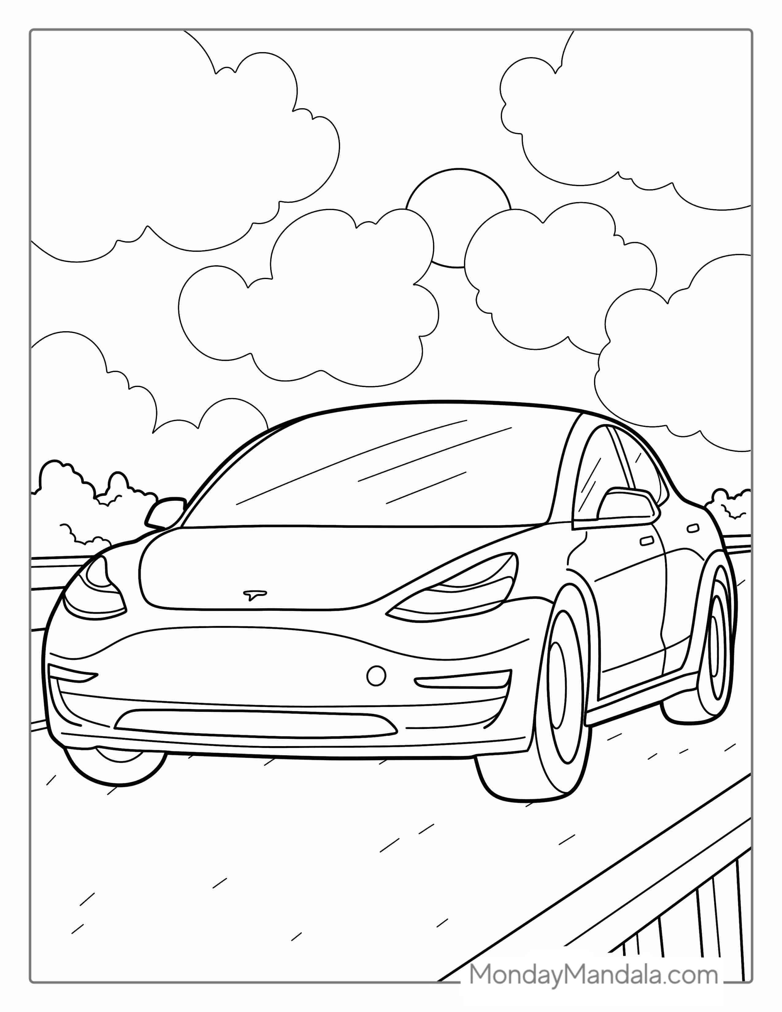Coloring Page Of Tesla Model Y coloring page