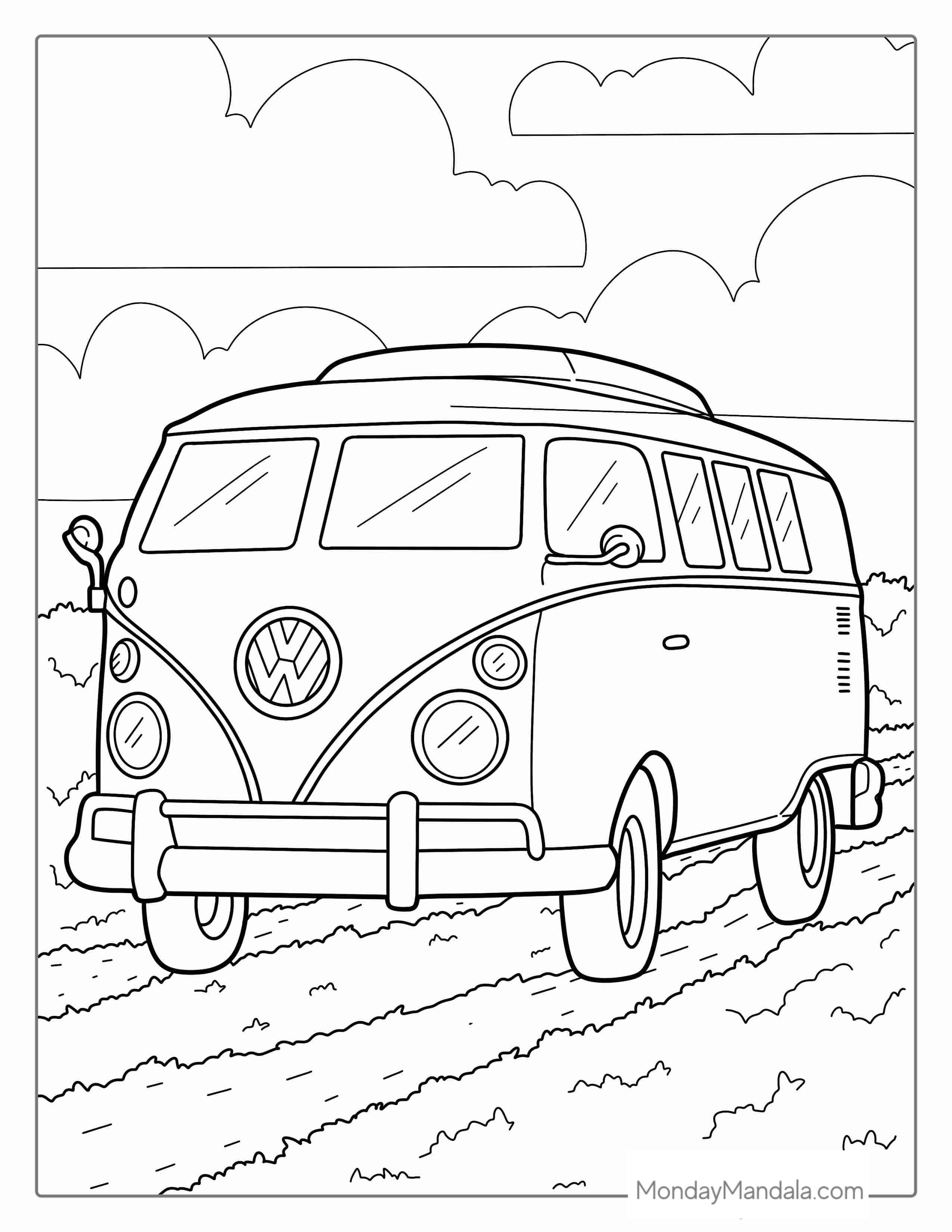 Coloring Page Of VW Kombie Bus coloring page
