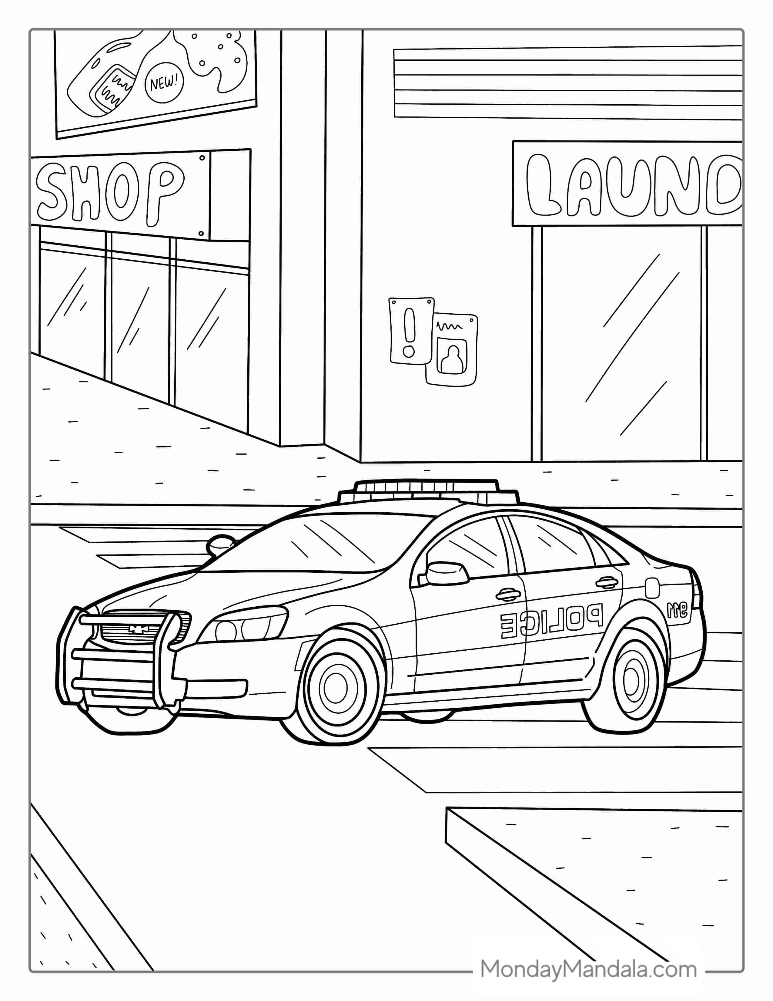 Coloring Sheet Of Police Car coloring page