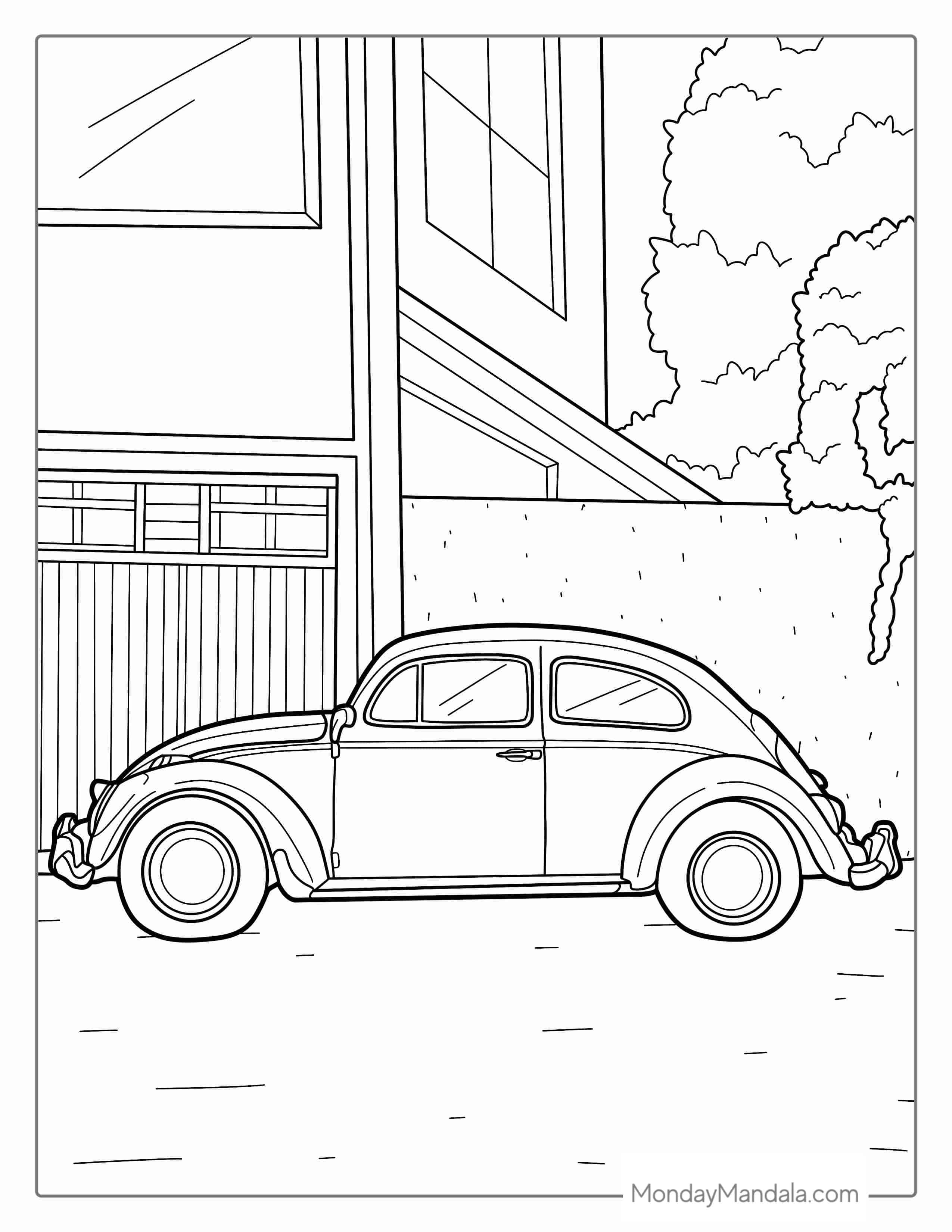 Detailed Volkswagen Beetle Coloring Sheet coloring page