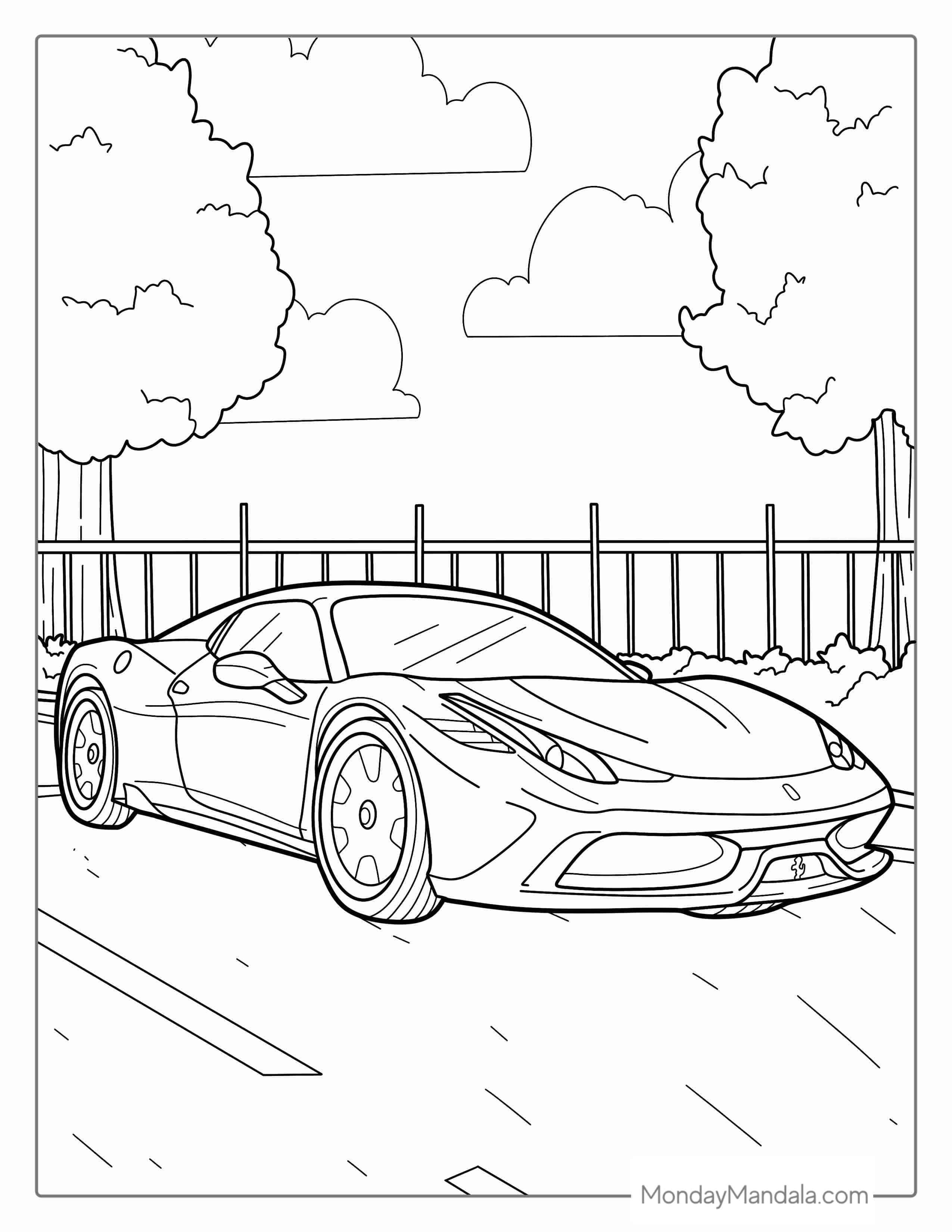 Ferrari 458 Coloring Sheet coloring page