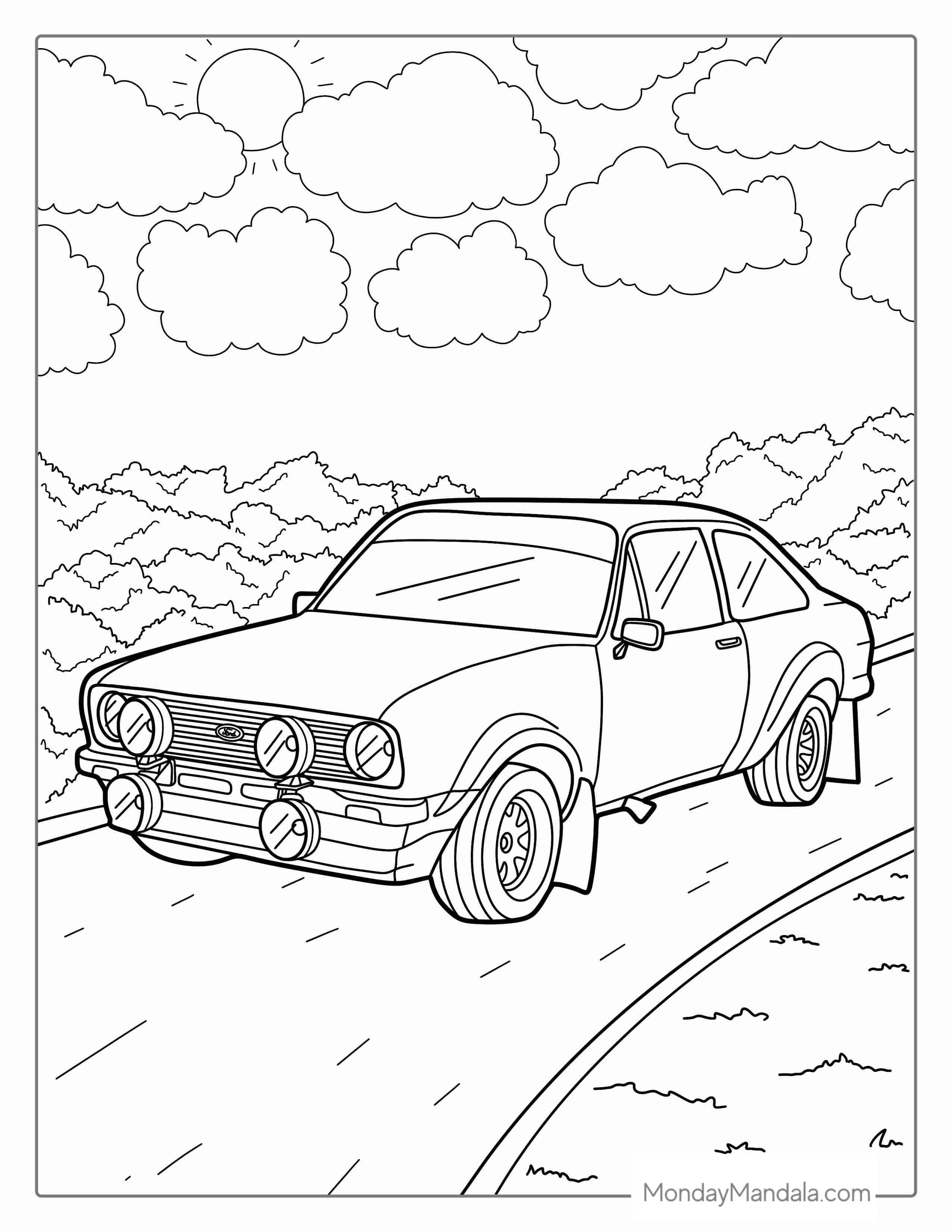 Ford Rally Car Coloring Sheet coloring page