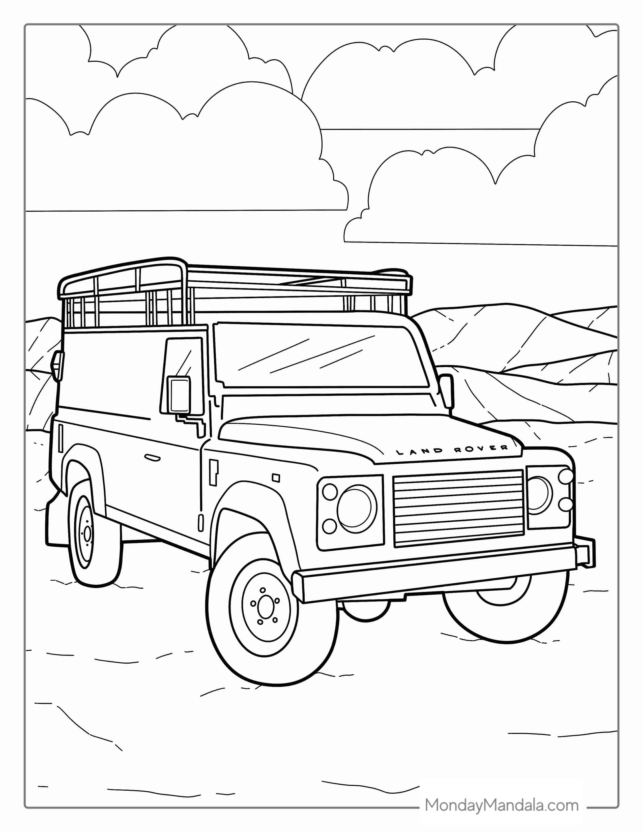 Land Rover Going Off Road coloring page