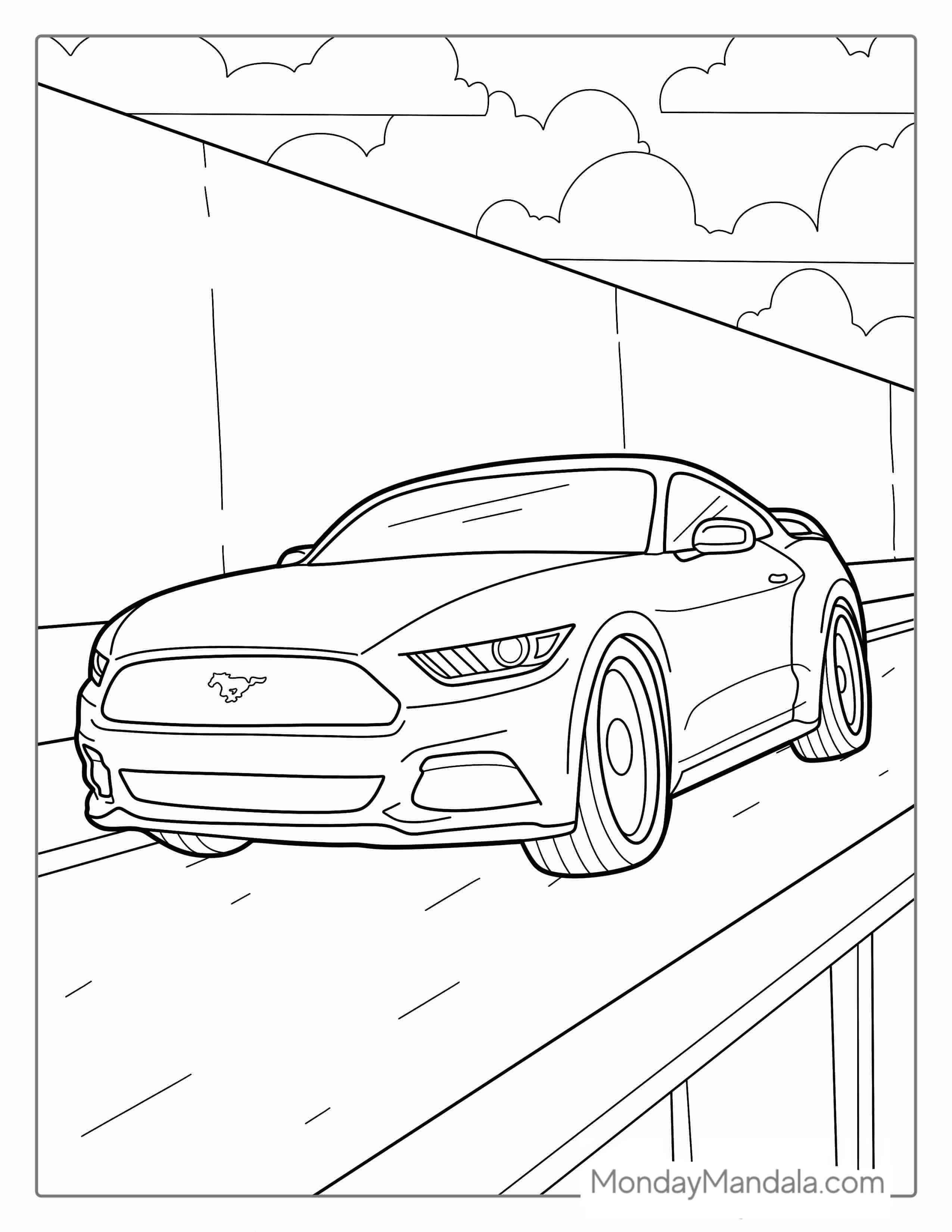 Racing Ford Mustang Picture To Color coloring page