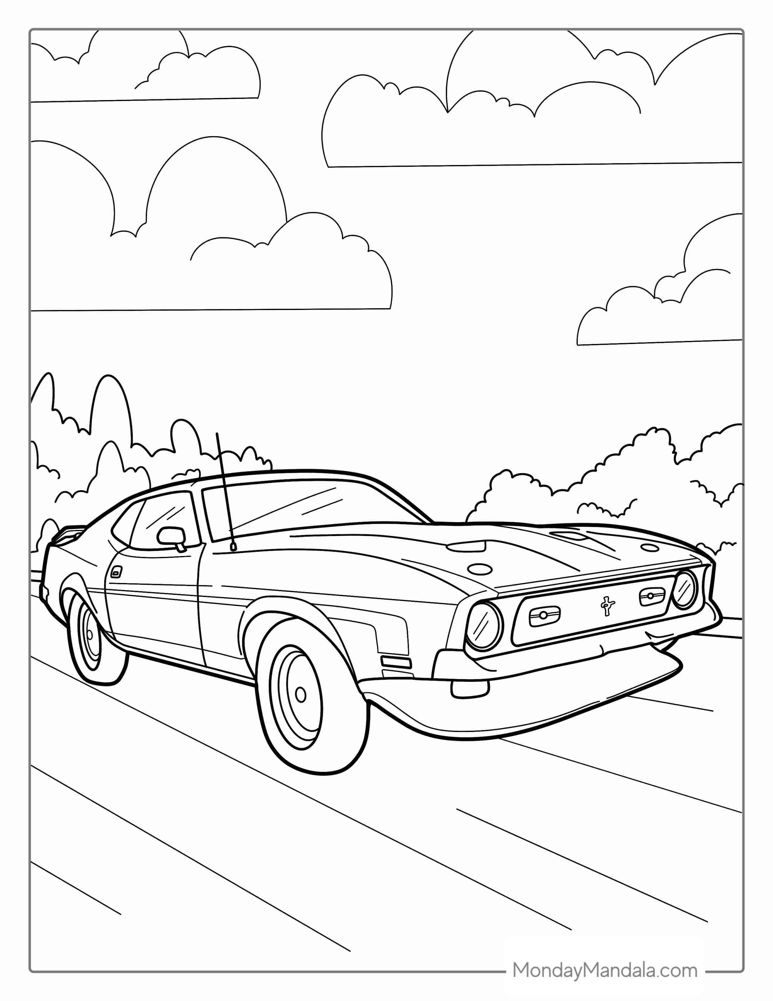 Vintage American Muscle Mustang Car coloring page