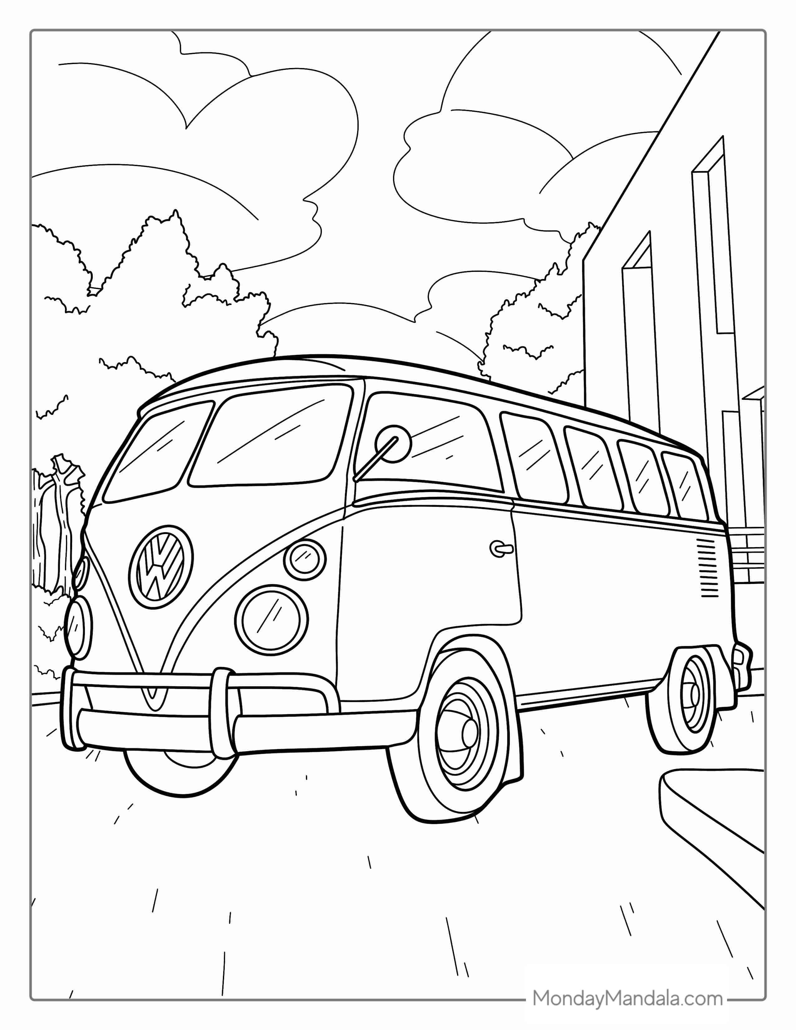 VW Kombie Car To Color coloring page