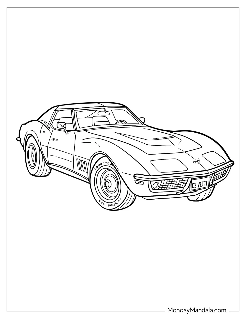 Classic C3 Chevrolet Corvette Sports Car Coloring Page coloring page