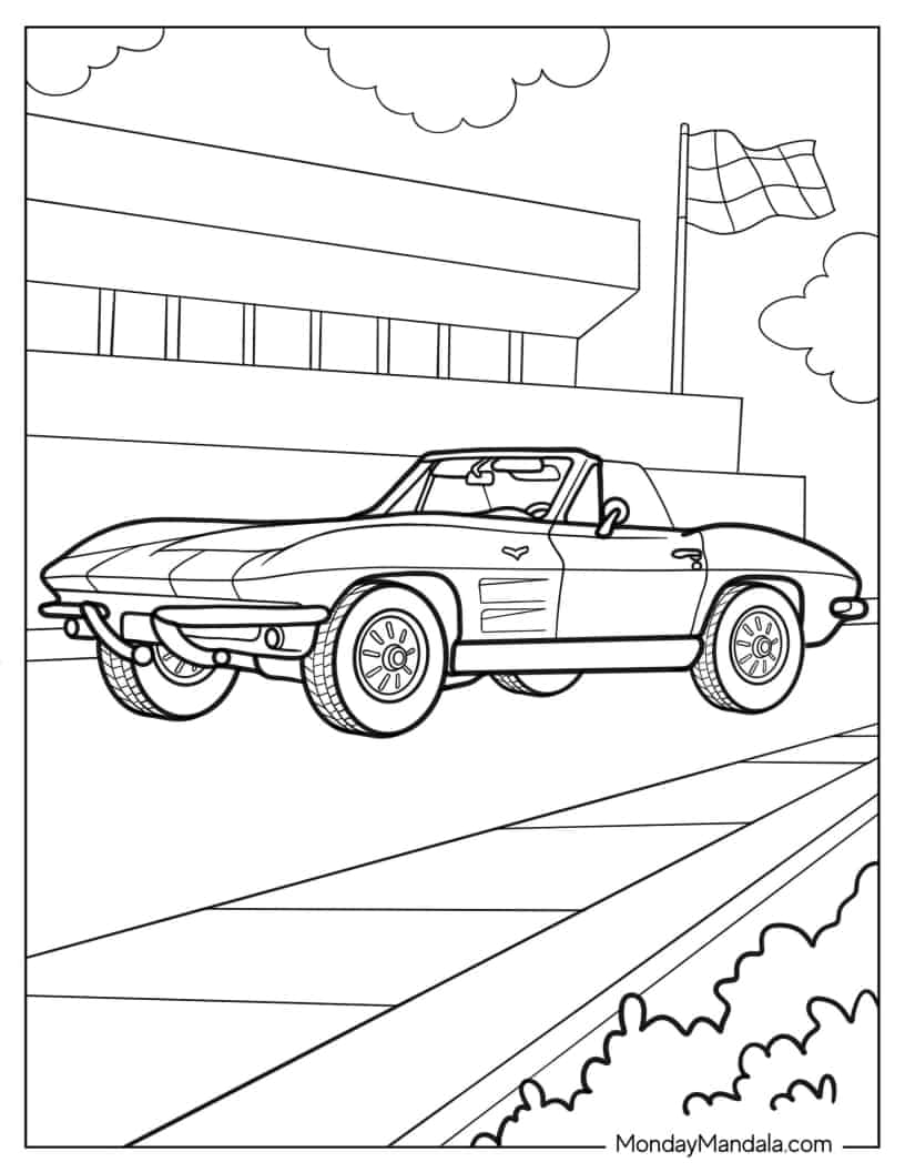 Coloring Page Of Vintage C1 Corvette coloring page
